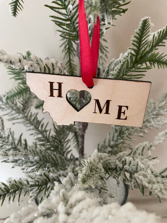 Montana HOME Wood Ornament & Gift Tag | 12 Finishes | State Pride Gift