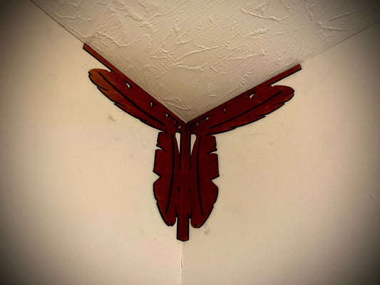 Native American Inspired Feather Wood Corner Accent & Trim | Set of 2 | Multiple Sizes & Finishes