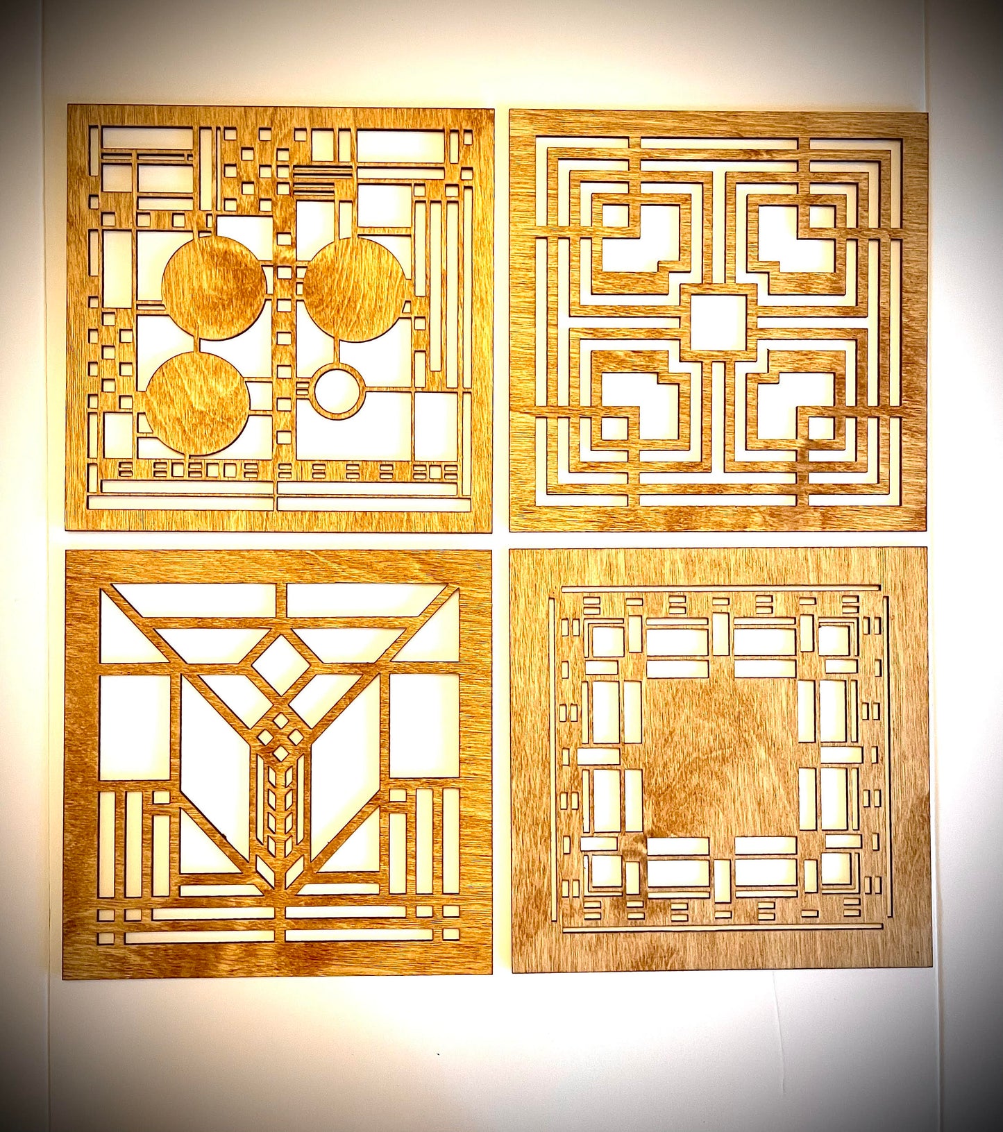 Boho Modern Art Deco Art Deco Geometry wood wall art, 4 panel in multiple sizes and finishes, decor wall art original F