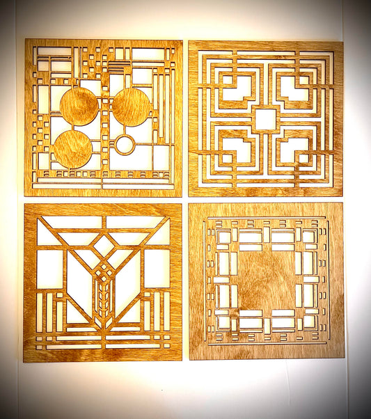 Boho Modern Art Deco Art Deco Geometry wood wall art, 4 panel in multiple sizes and finishes, decor wall art original F