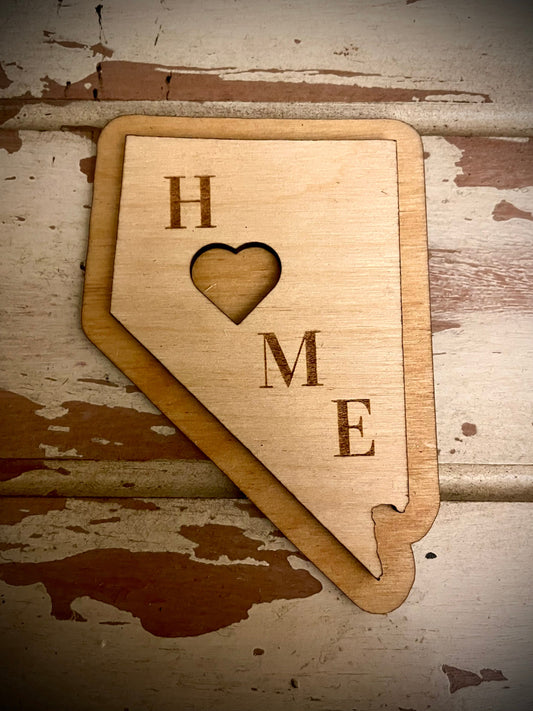 Nevada HOME 2-Layer Wood Refrigerator Magnet | 12 Finishes | State Pride Gift