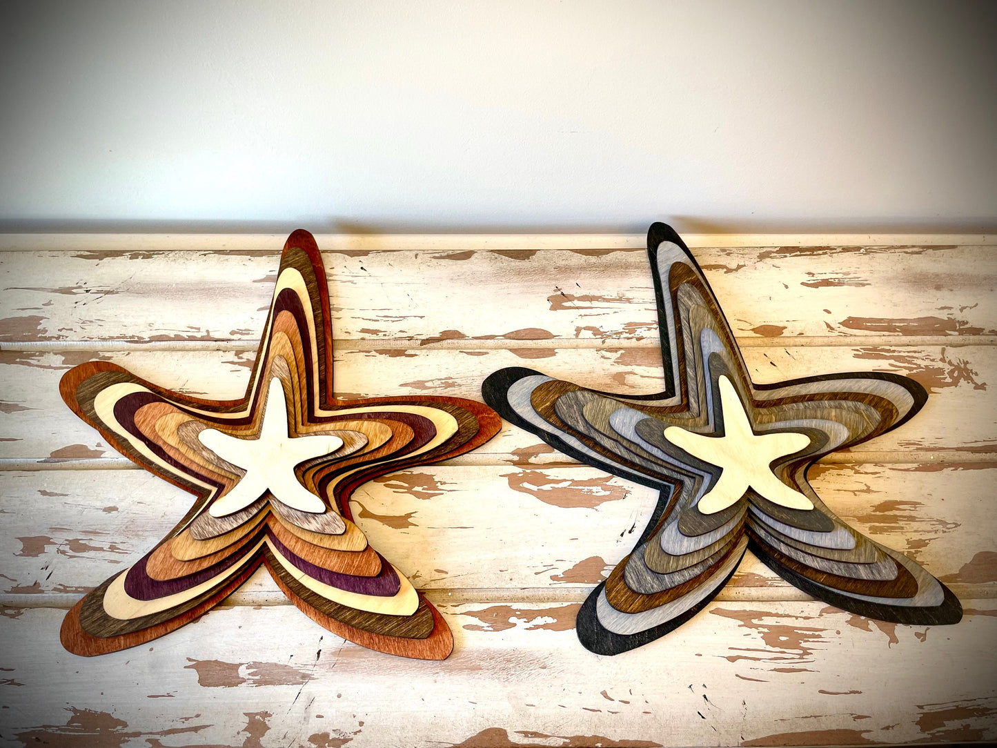 Stacked Starfish 3D Wood Table & Wall Art | Multi-Color