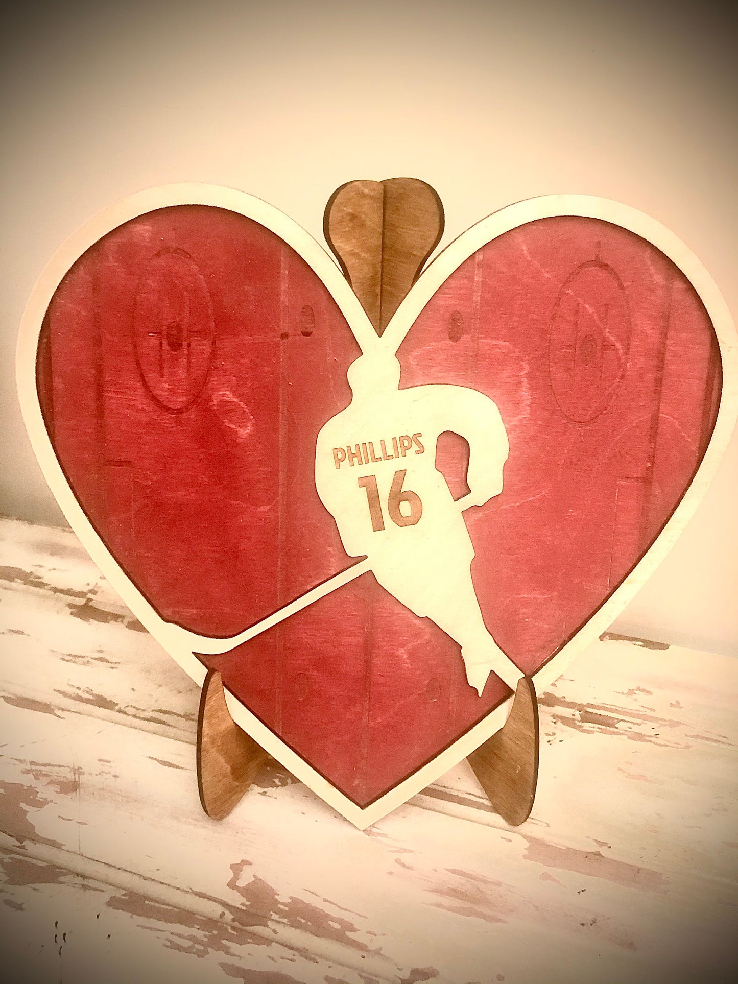 Personalized Hockey Player Valentine Heart | Engraved Rink, Name & Number | Valentine's Gift
