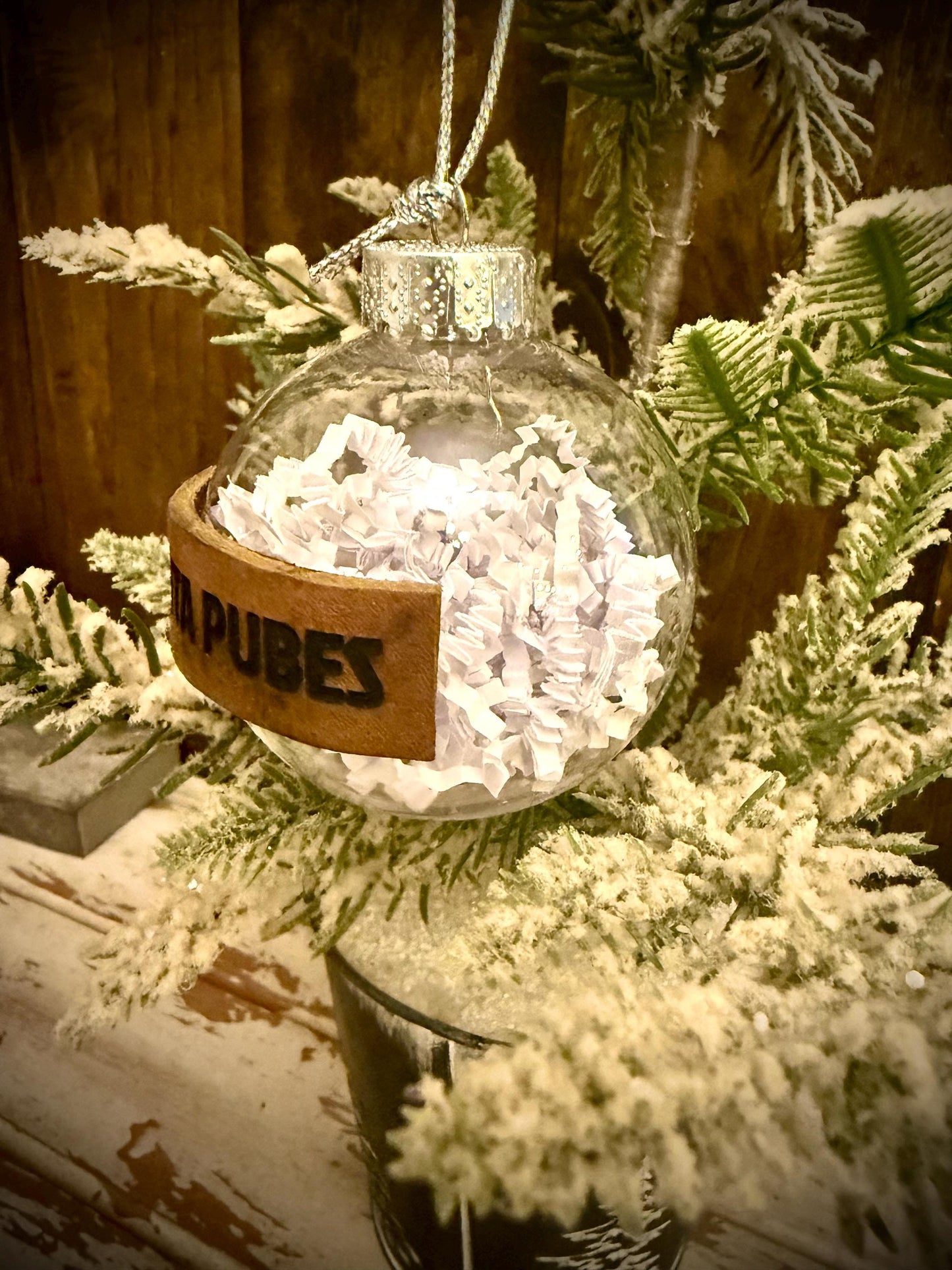 Santa Pubes Funny Wood Christmas Ornament | Gag Gift | Novelty Holiday Gift
