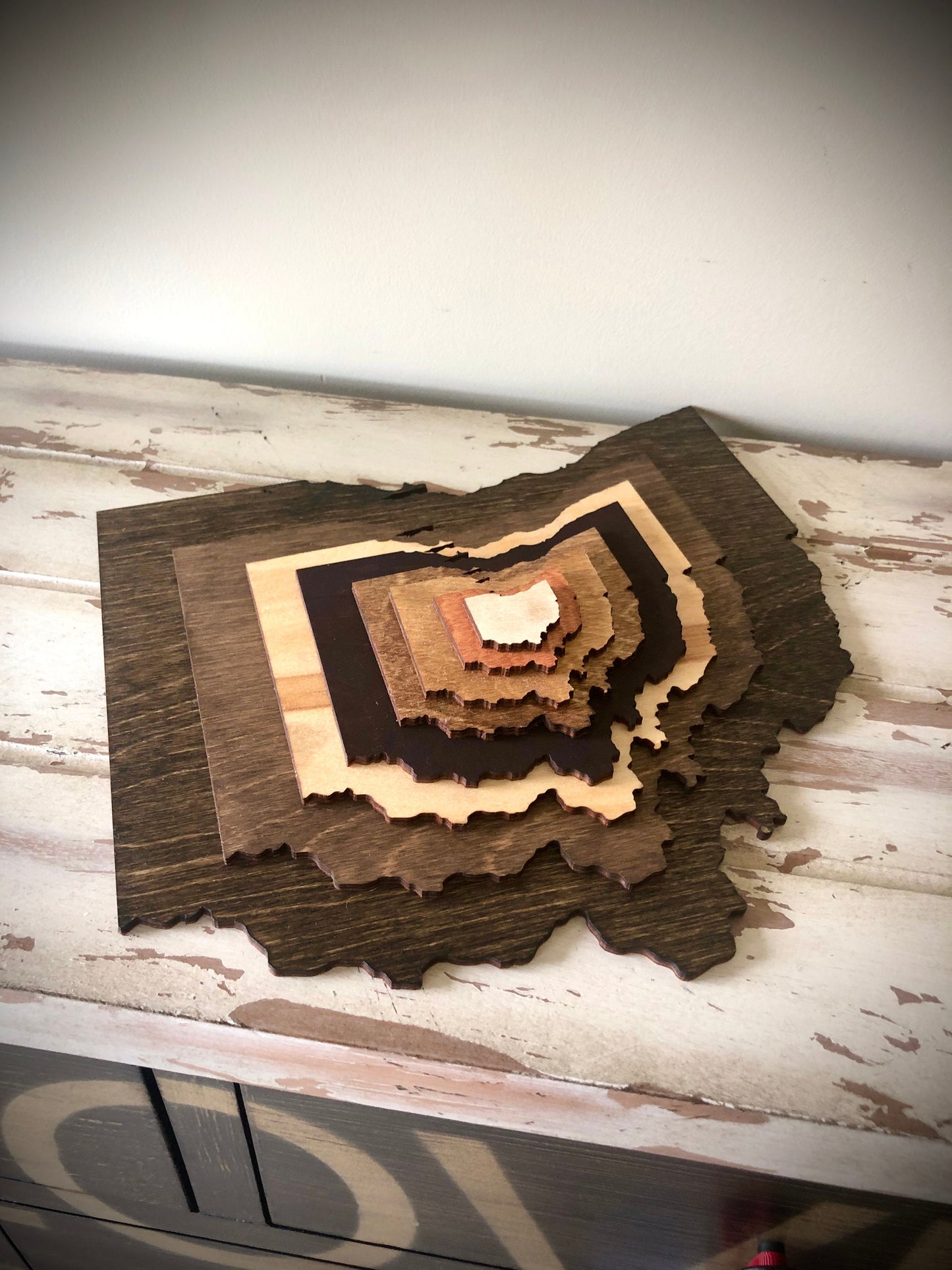 All 50 States 8-Layer Stacked Wood Table & Wall Art | Multi-Color | State Pride Gift