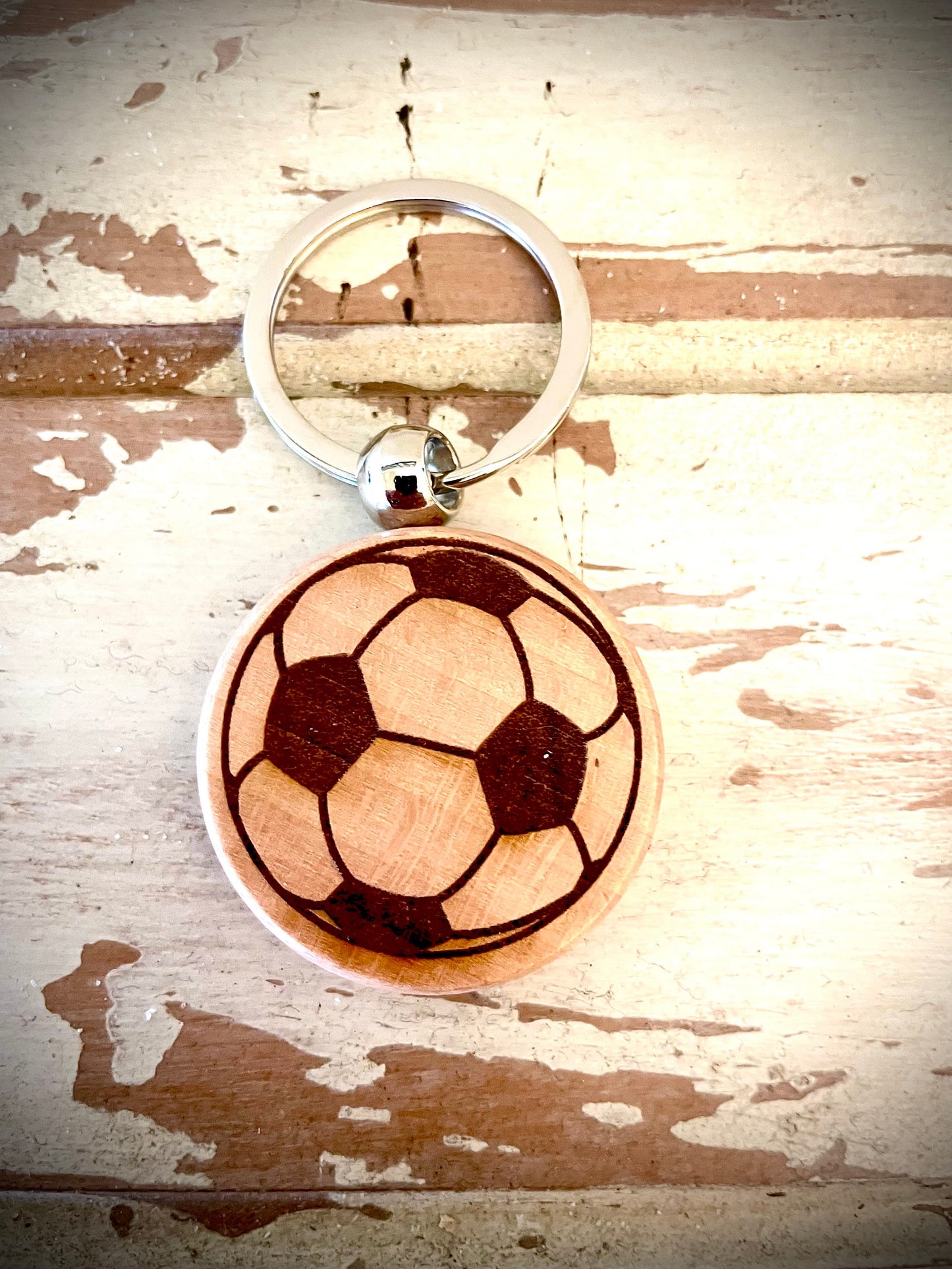 Soccer Ball Wood Keychain | Senior Night, Team & Coach Gift | Laser Engraved
