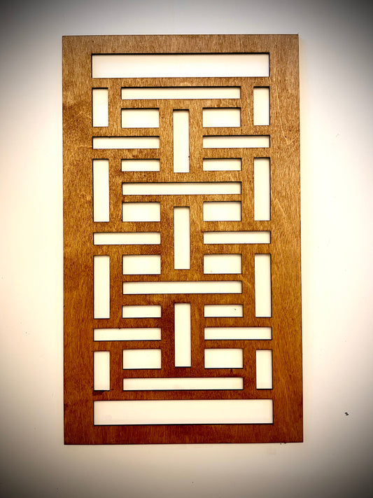 Boho Modern Geometry wood wall art, 3 panel set in multiple sizes and finishes