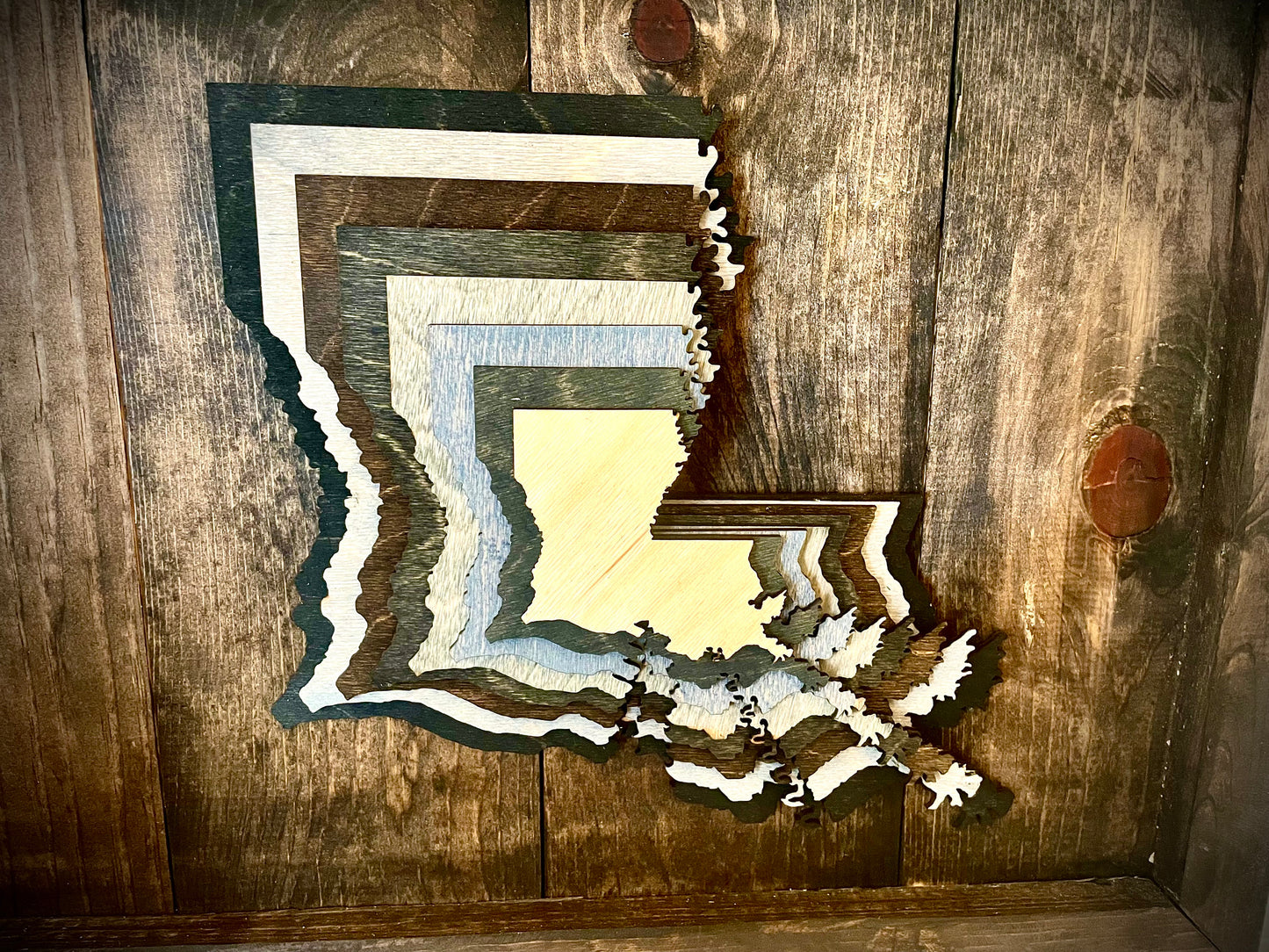 Louisiana Stacked State 3D Wood Table & Wall Art | Multi-Color