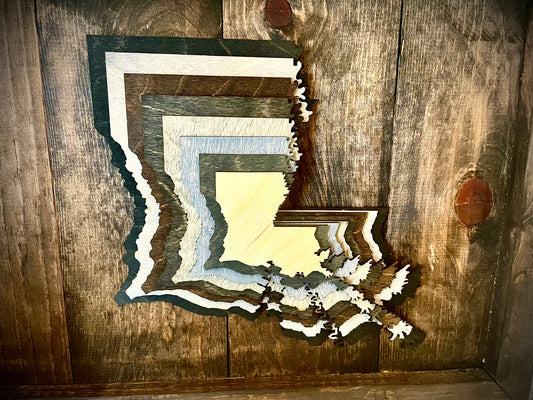 Louisiana Stacked State 3D Wood Table & Wall Art | Multi-Color