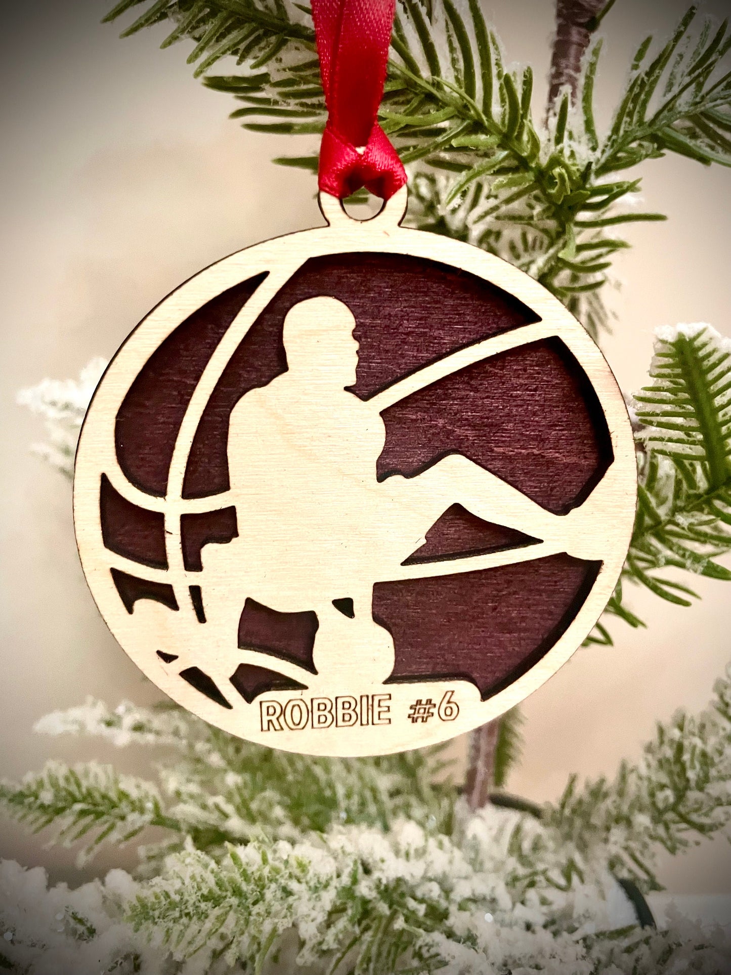 Basketball Player Personalized 2-Layer Wood Christmas Ornament & Gift Tag | Multiple Finishes | Basketball Gift (#11)