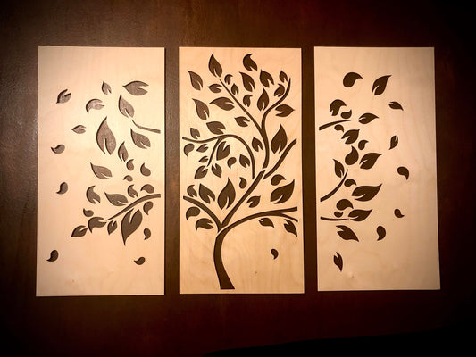 Tree Wood Wall Art | 3-Panel Set | Ombré, Tri-Color & 12 Other Finishes | Multiple Sizes