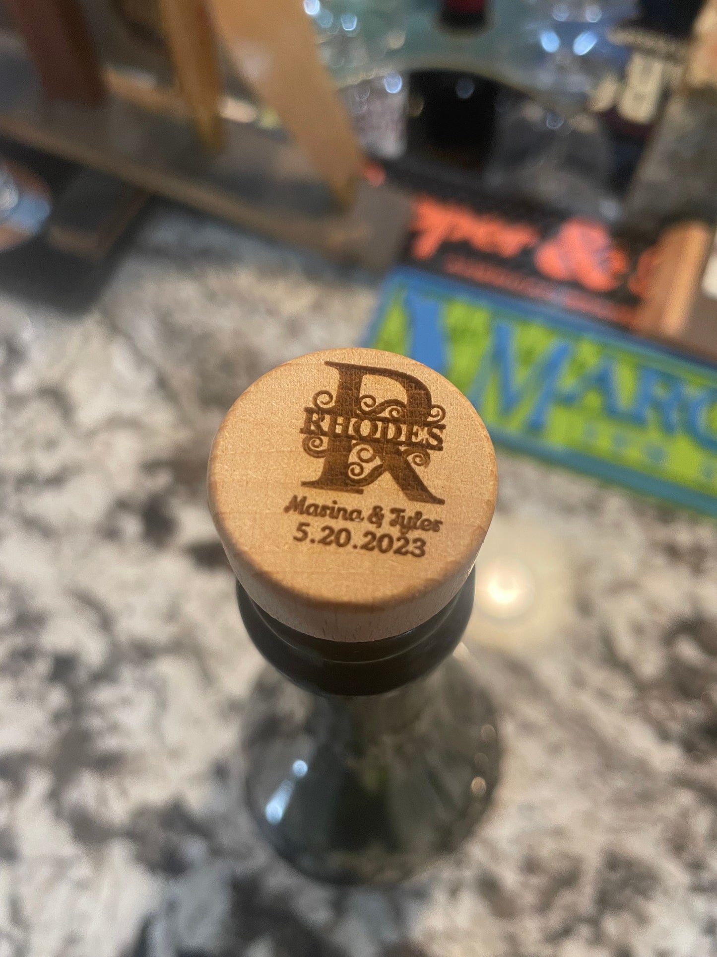 Custom Engraved Wood Wine Bottle Stopper | Personalized Wine Gift