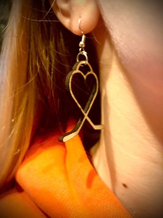 Hockey Stick Heart Wood Earrings | Laser Cut | Hockey Gift for Her