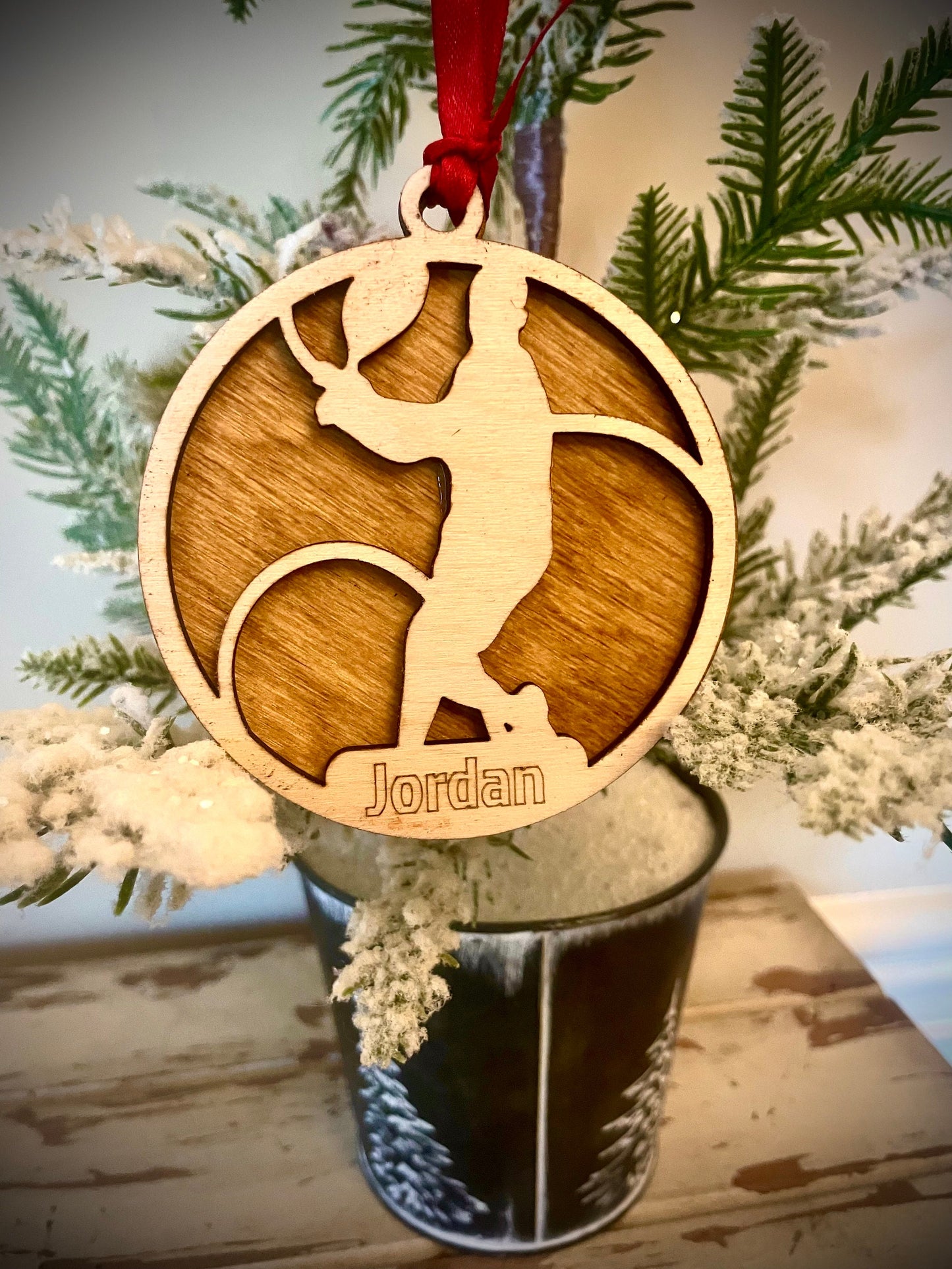Tennis Player Personalized 2-Layer Wood Christmas Ornament & Gift Tag | Multiple Finishes | Tennis Gift (#13)