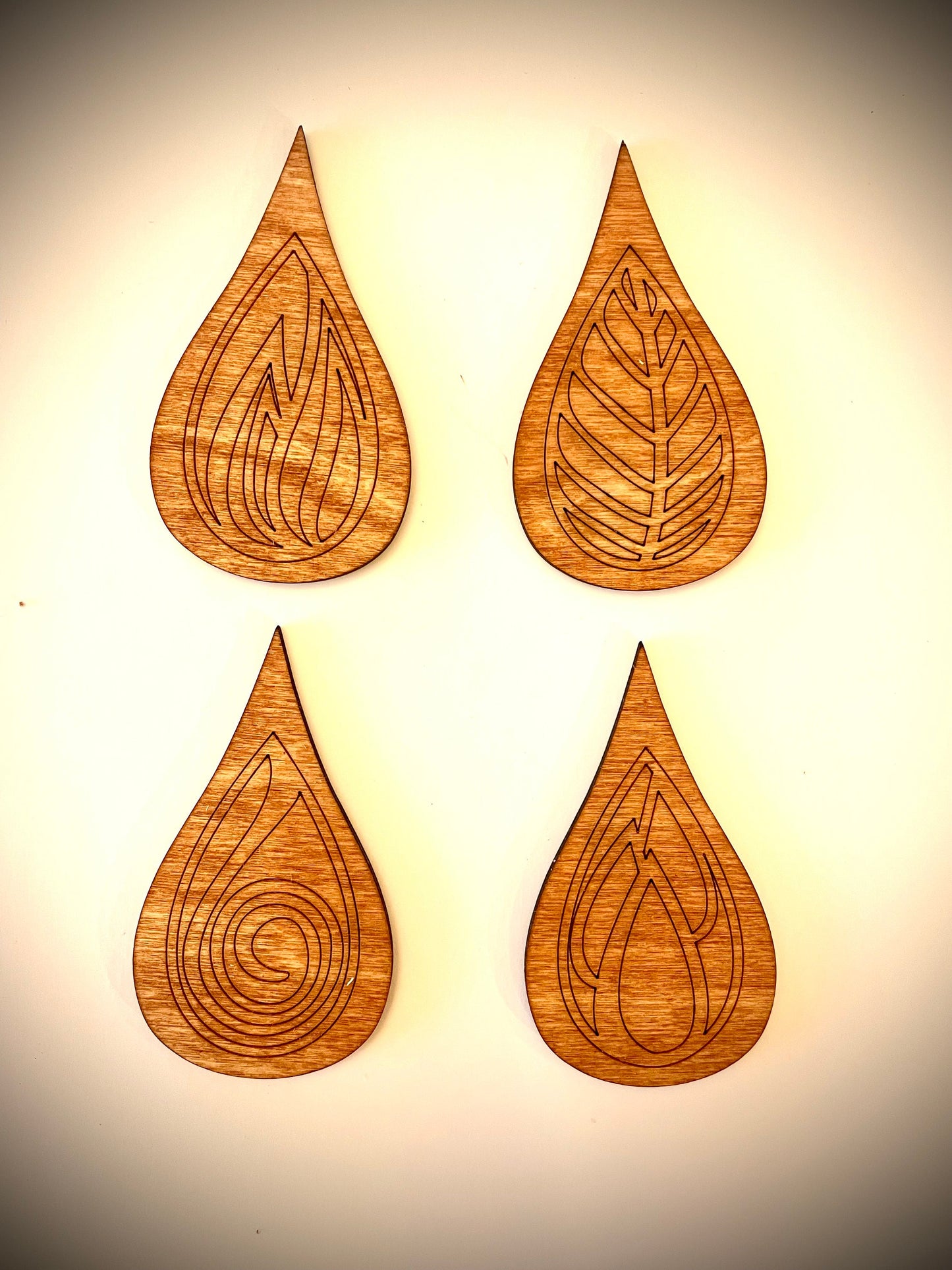 Boho 4 Elements Earth Water Wind Fire Wood Teardrop Magnet Set | Set of 4 | 12 Finishes | Boho Gift