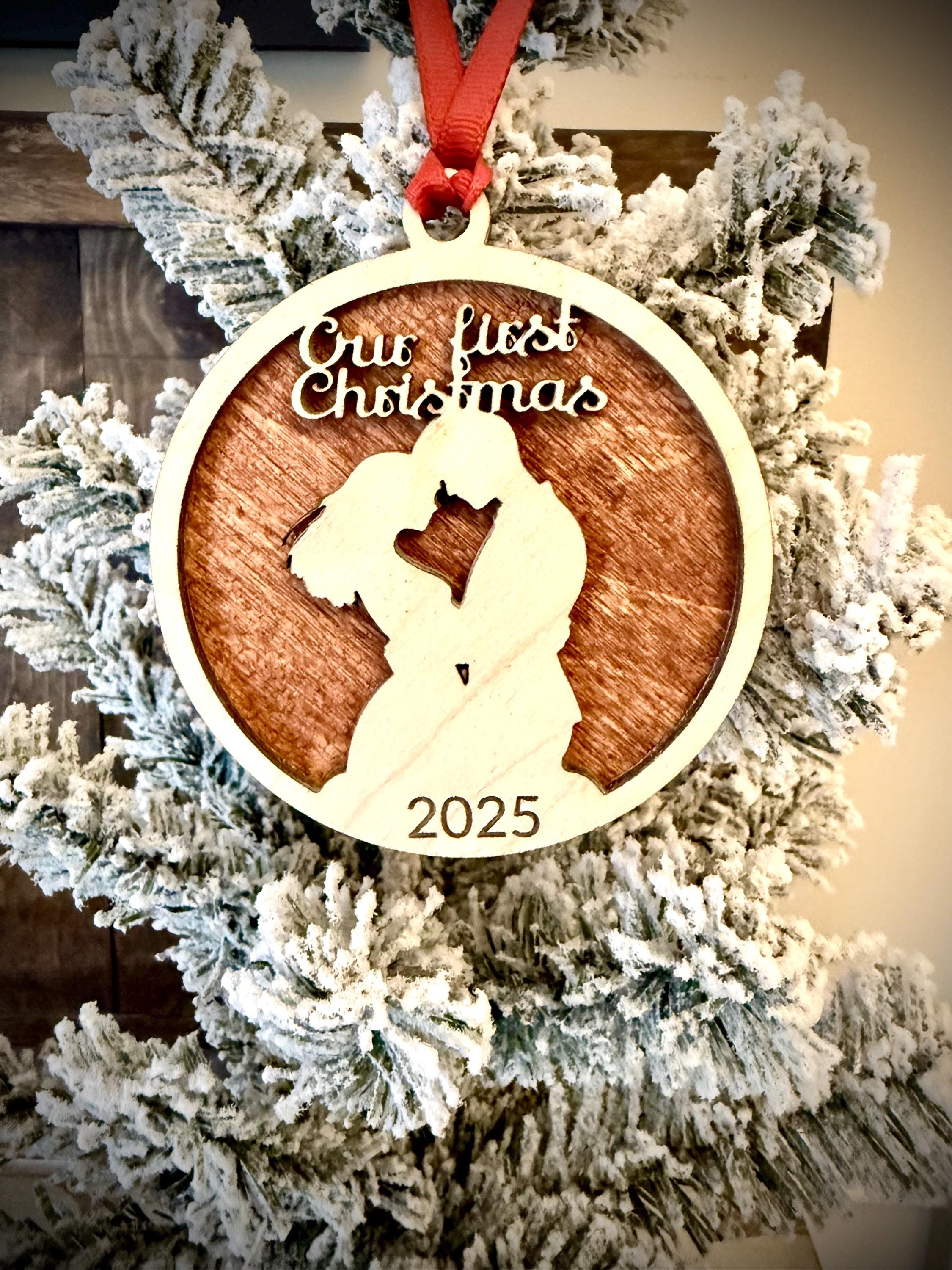 Our First Christmas personalized wood Christmas ornament