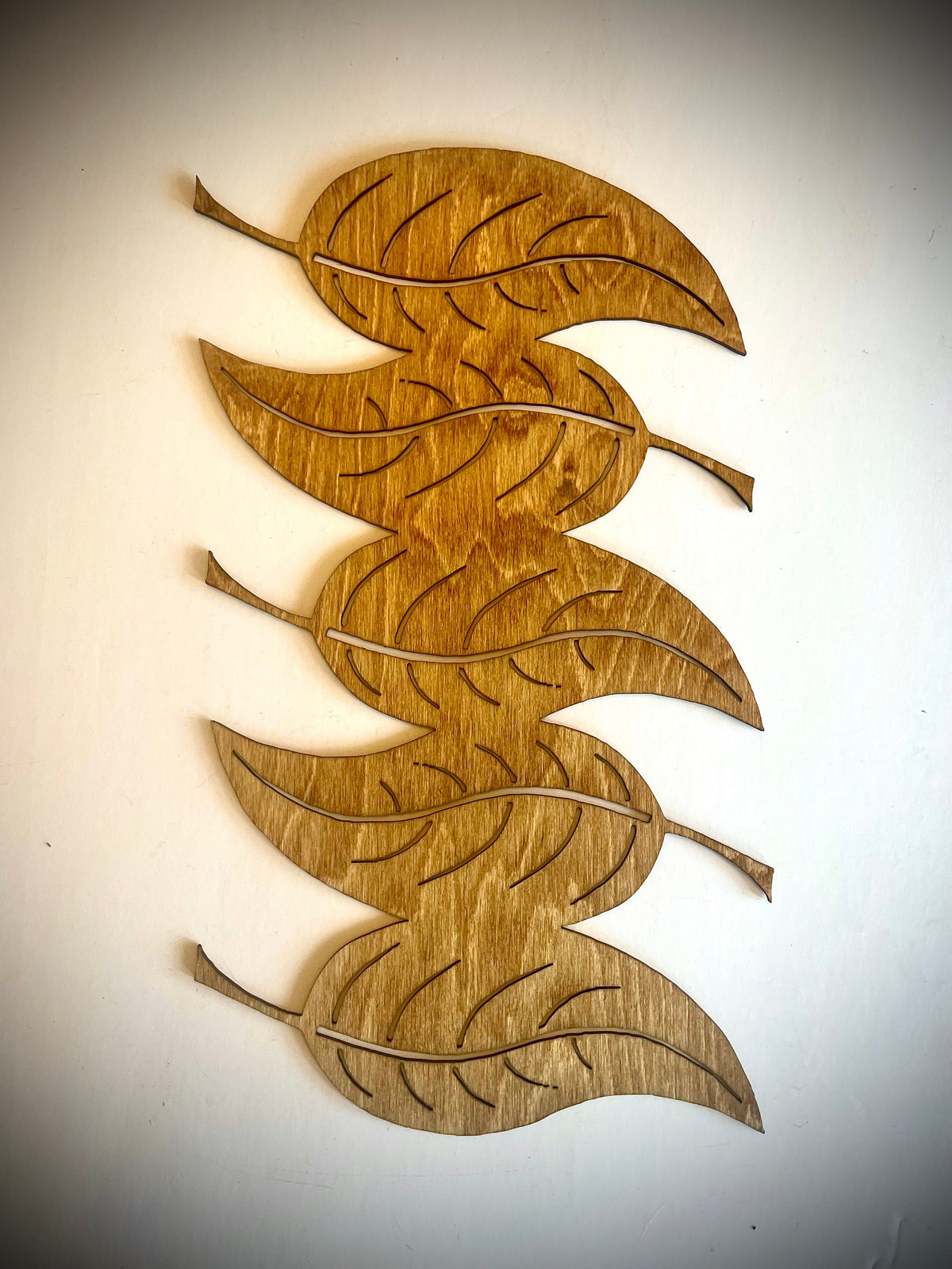 Boho Frameless Leaf Wood Wall Art | 3-Panel Set | Multiple Finishes