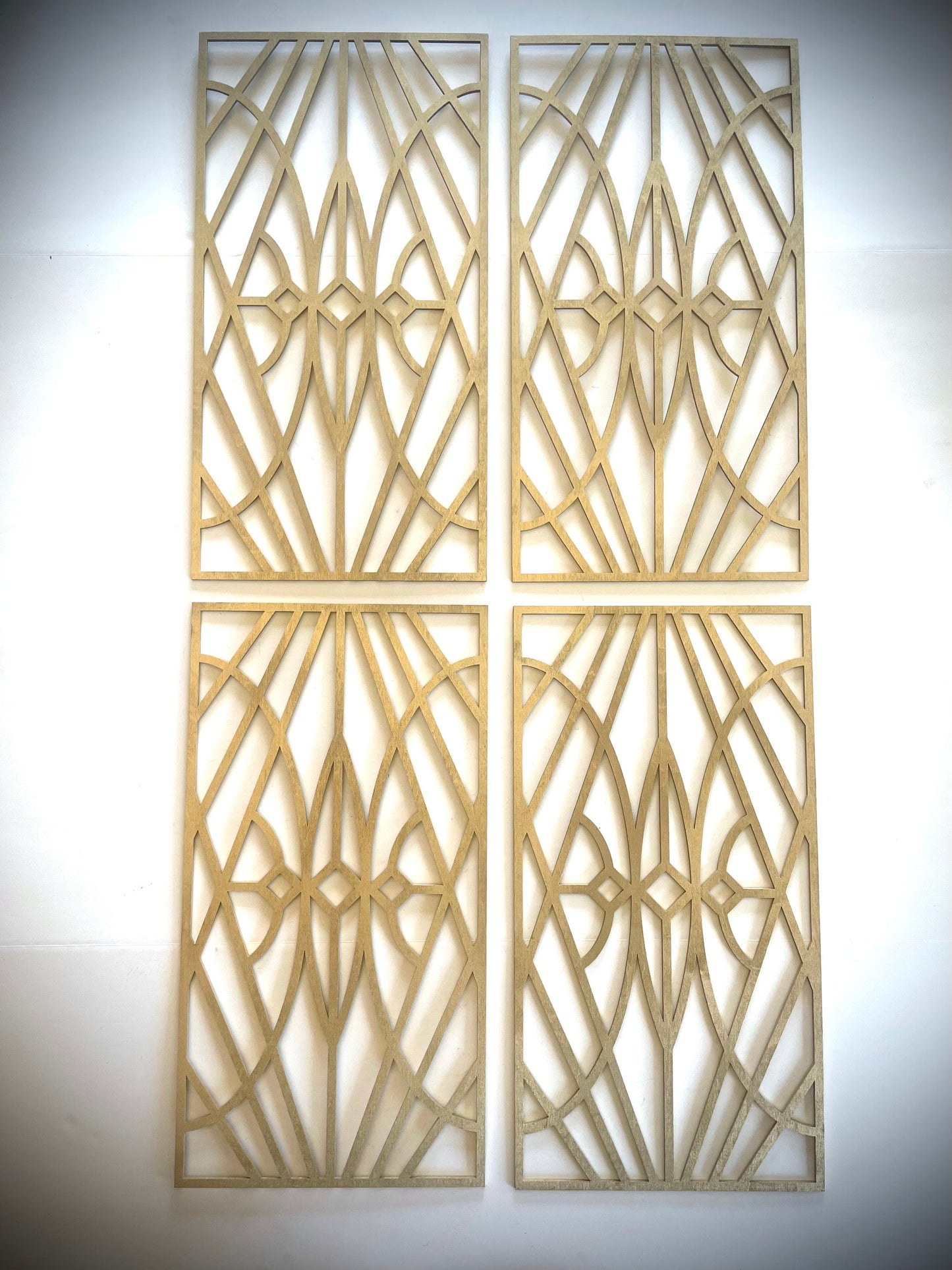 Boho Modern Art Deco Art Deco Geometry wood wall art, 4 panel in multiple sizes and finishes, wall decor, set T
