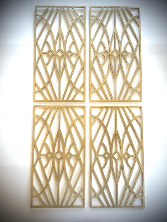 Boho Modern Art Deco Art Deco Geometry wood wall art, 4 panel in multiple sizes and finishes, wall decor, set T