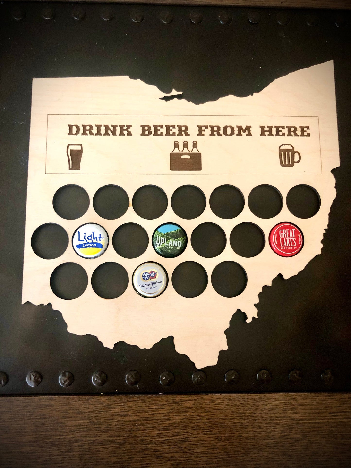 All 50 States "Drink Beer From Here" Wood Bottle Cap Holder | Bar Decor Gift