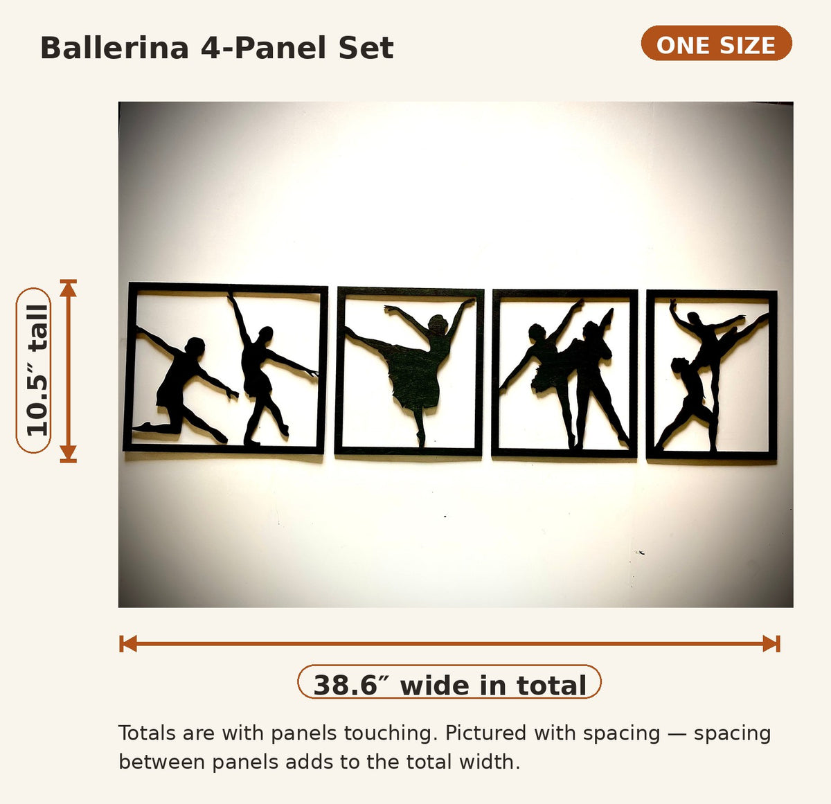 Ballerina Wood Wall Art | 4-Panel Set | 12 Finishes
