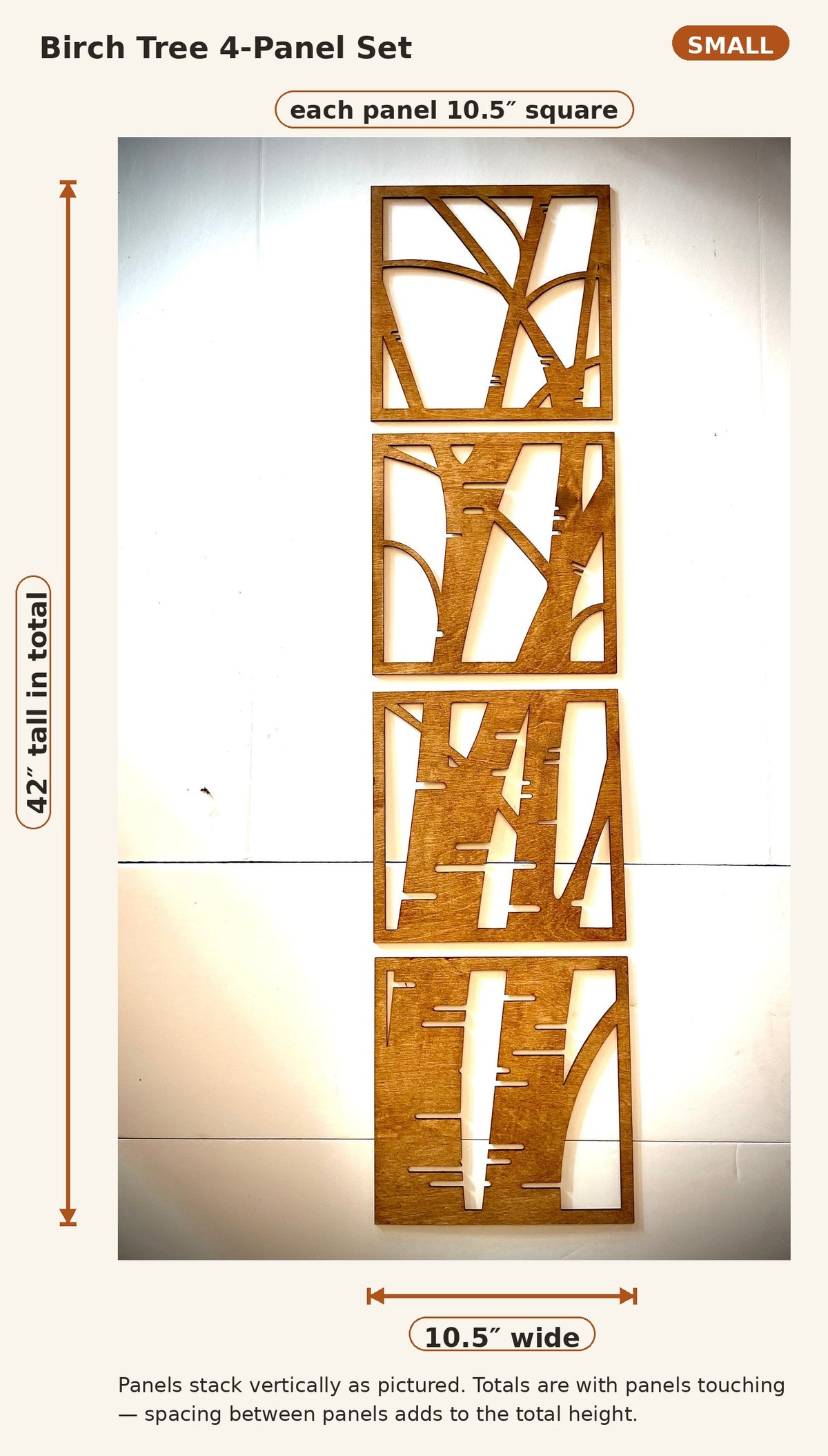 Birch Tree Wood Wall Art | 4-Panel Set | Multiple Sizes & Finishes