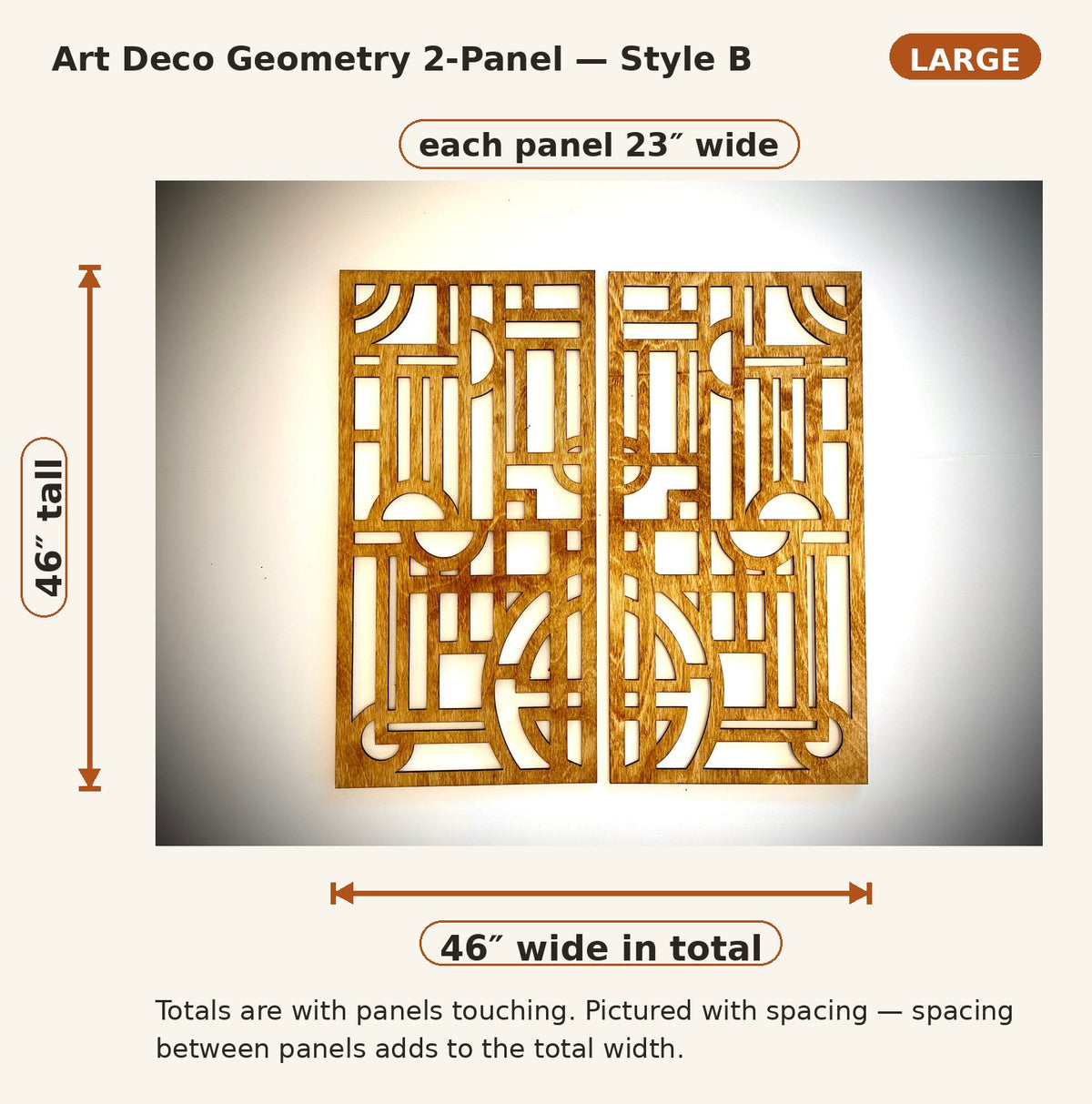 Art Deco Geometry 2-Panel Wood Wall Art - Style B