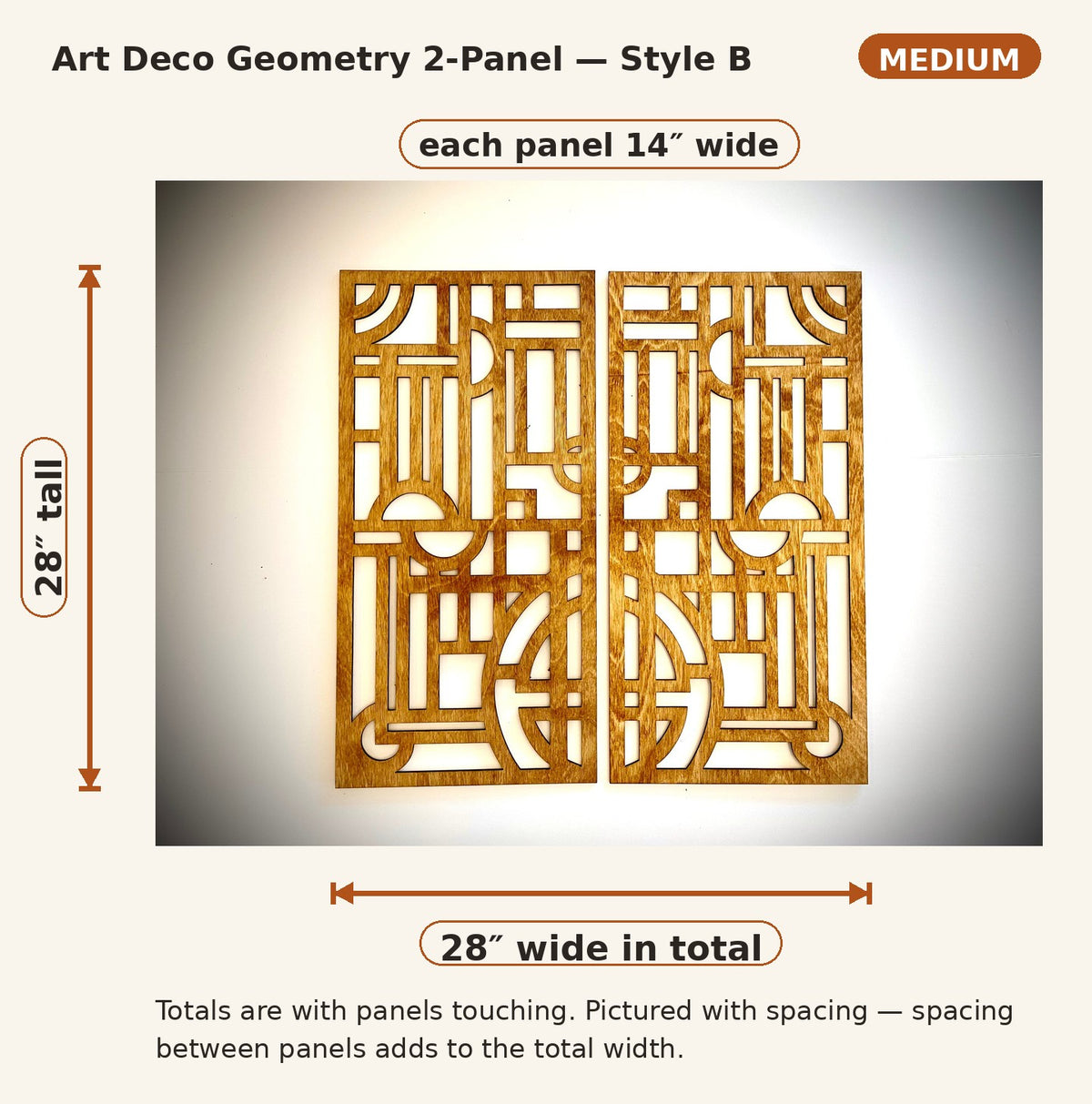 Art Deco Geometry 2-Panel Wood Wall Art - Style B