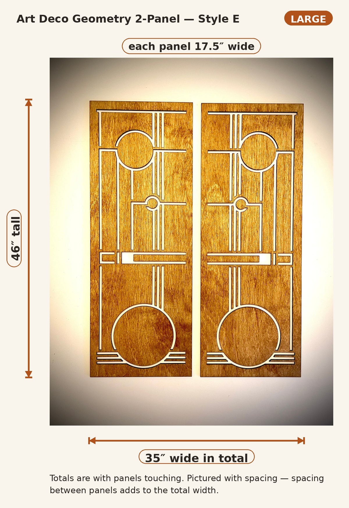 Art Deco Geometry 2-Panel Wood Wall Art - Style E