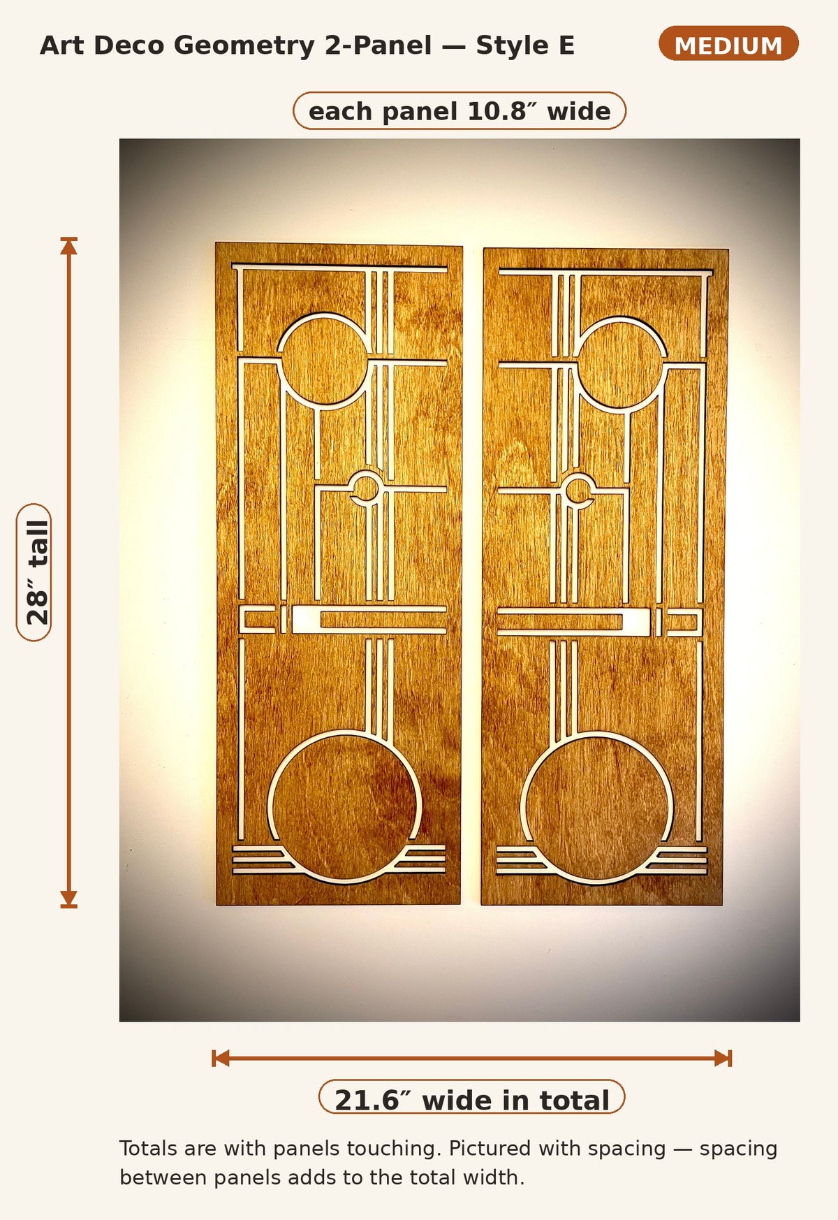 Art Deco Geometry 2-Panel Wood Wall Art - Style E