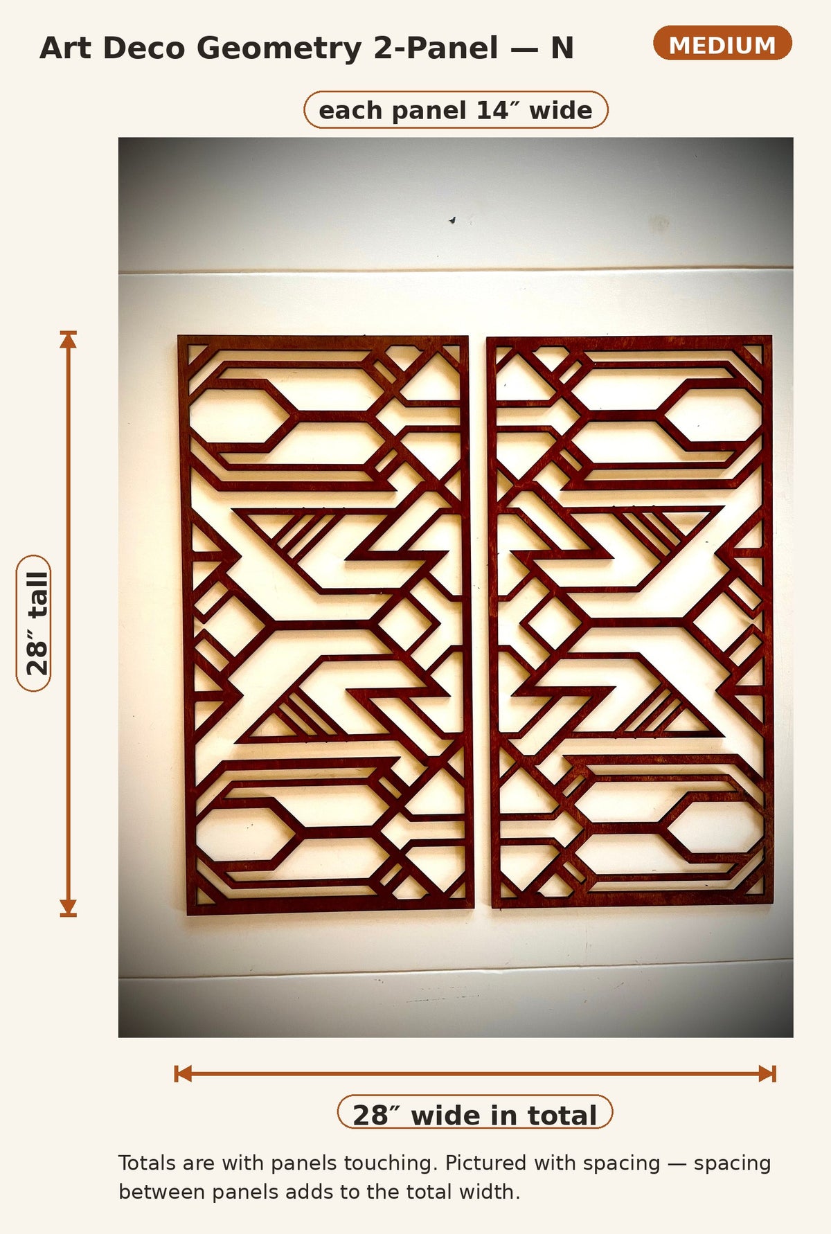 Boho Modern Art Deco Art Deco Geometry wood wall art, 2 panel in multiple sizes and finishes, decor wall art original-N