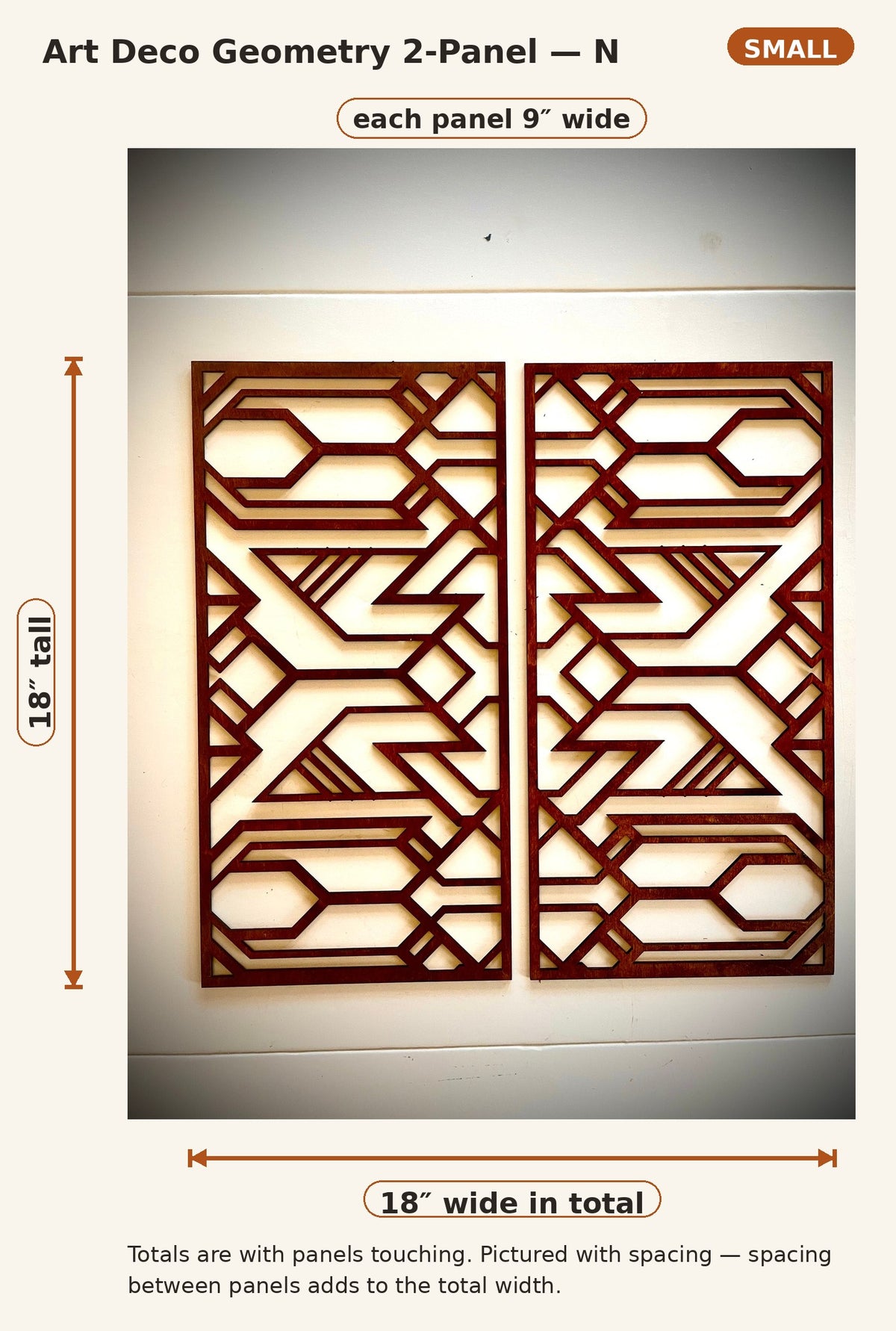 Boho Modern Art Deco Art Deco Geometry wood wall art, 2 panel in multiple sizes and finishes, decor wall art original-N