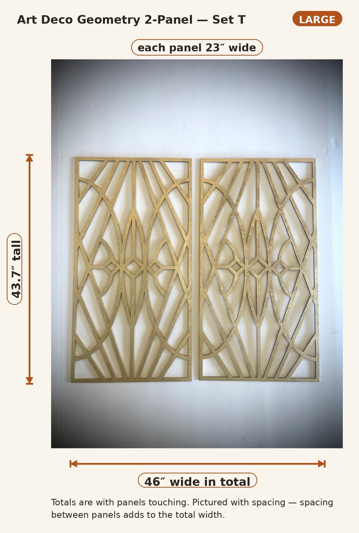 Boho Modern Art Deco Art Deco Geometry wood wall art, 2 panel in multiple sizes and finishes, set T