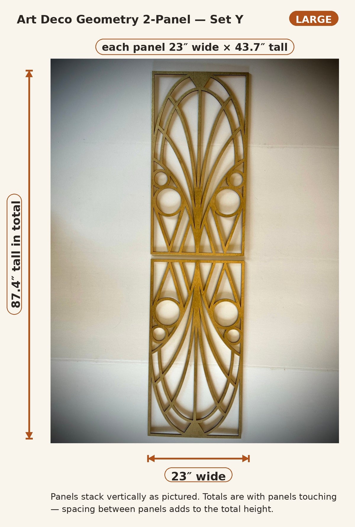 Boho Modern Art Deco Art Deco Geometry wood wall art, 2 panel in multiple sizes and finishes, set y