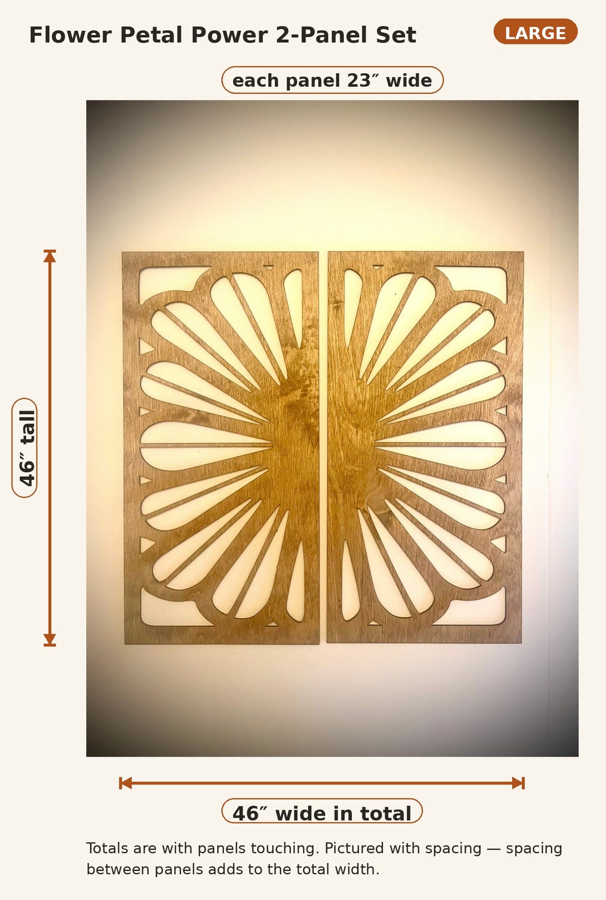 Boho Flower Petal Power Wood Wall Art | 2-Panel Set | Multiple Sizes & Finishes
