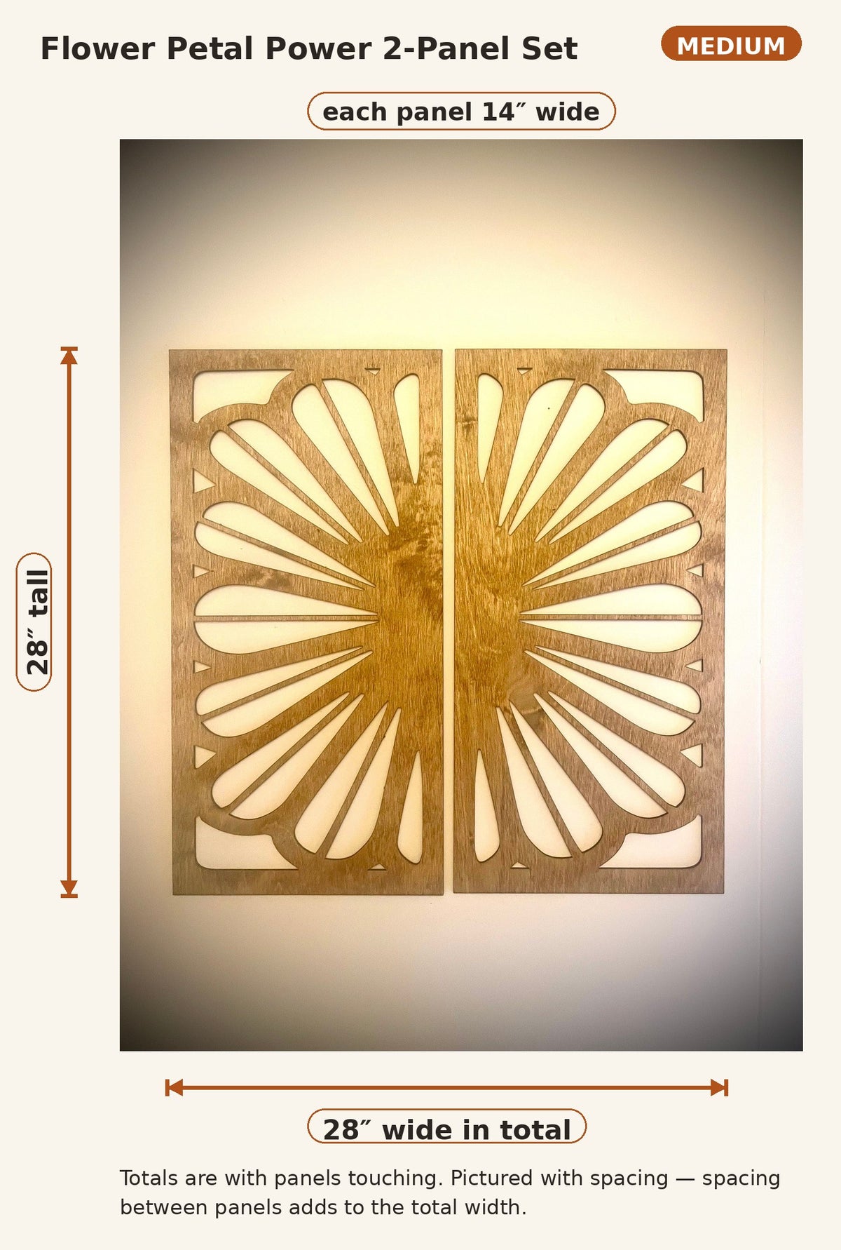 Boho Flower Petal Power Wood Wall Art | 2-Panel Set | Multiple Sizes & Finishes