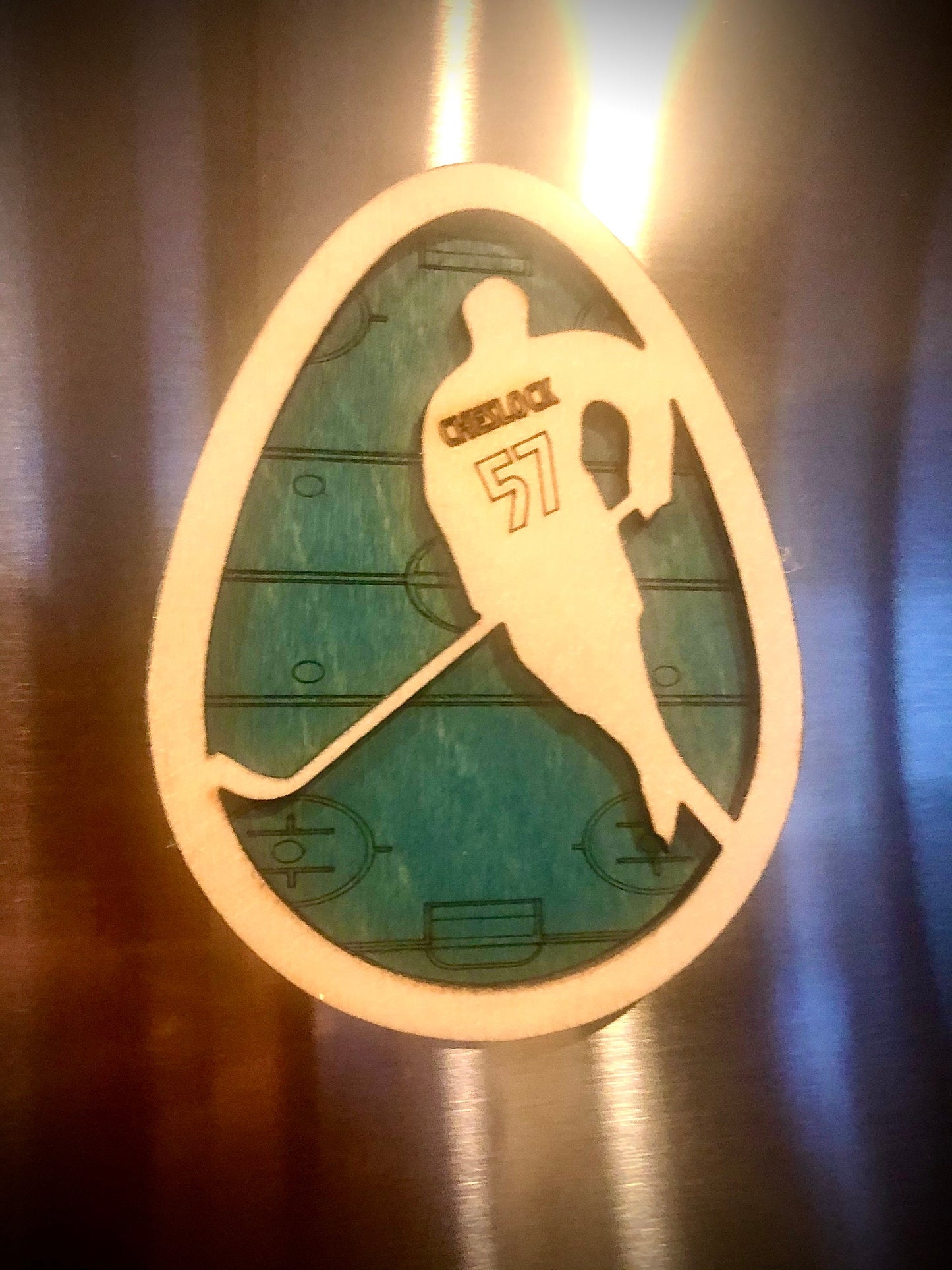 Personalized Hockey Player Easter Egg Magnet | Engraved Name & Number | Easter Gift