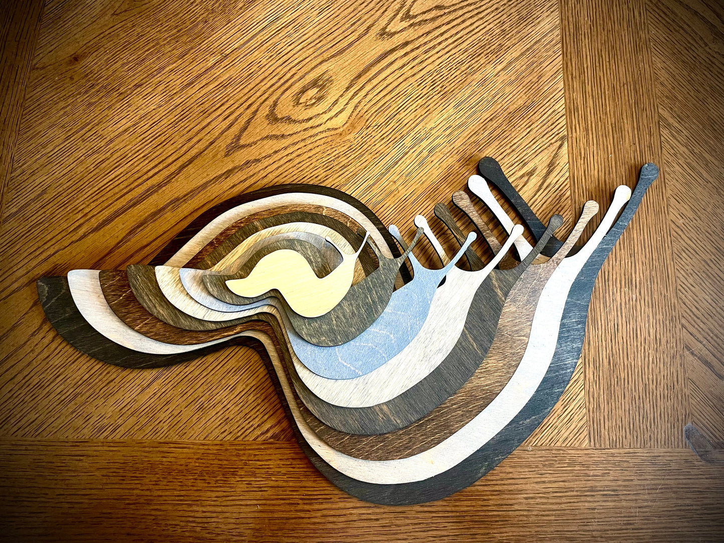 Stacked Snail / Banana Slug 3D Wood Table & Wall Art | Multi-Color