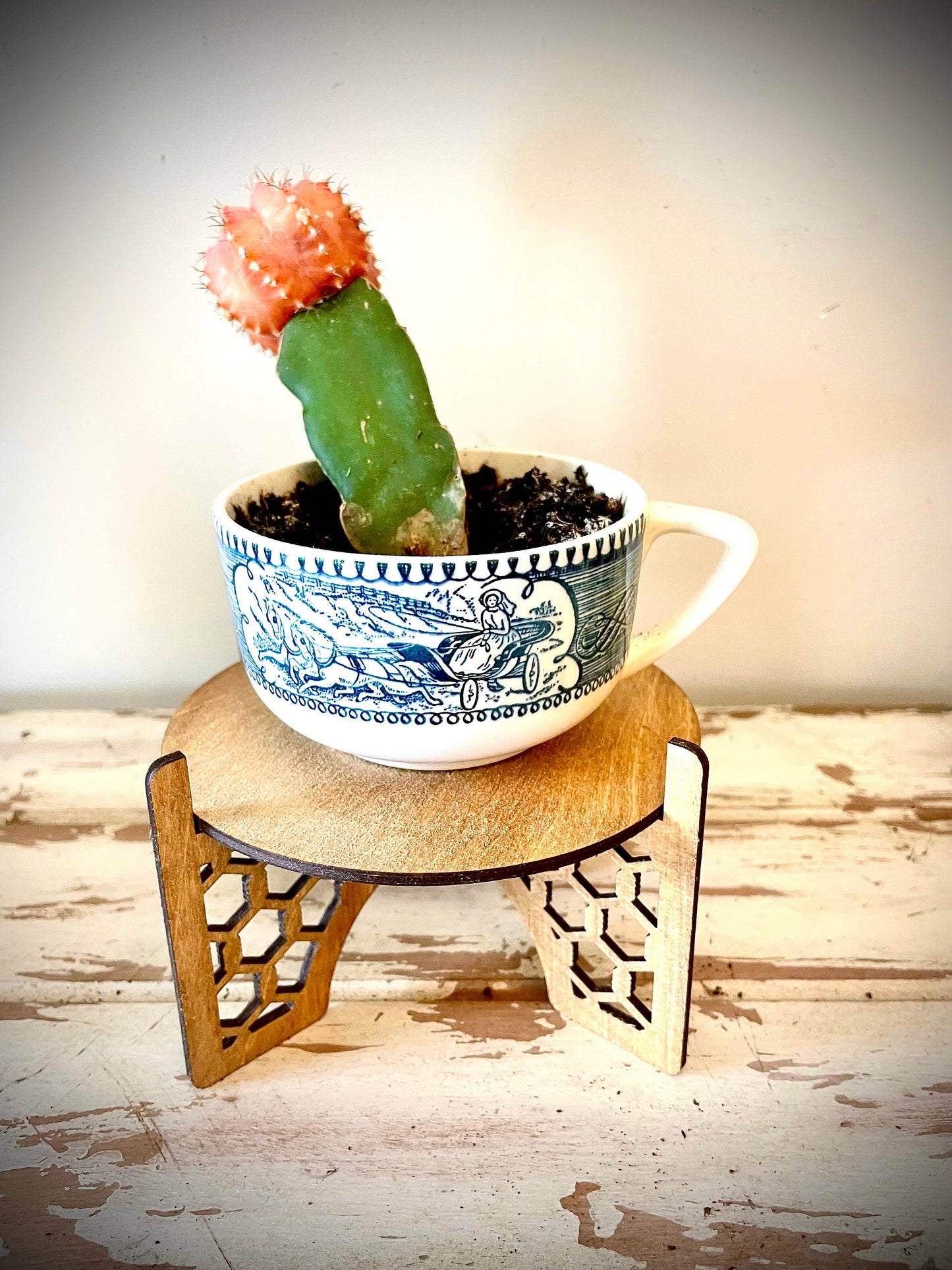 Wood Rattan Boho Indoor Plant Stand | 3 Sizes | 12 Finishes