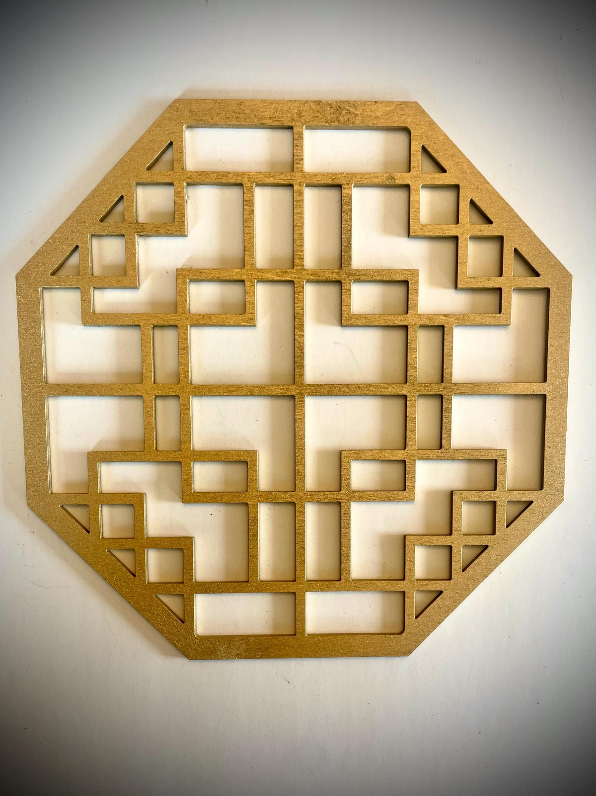Chinese Symbols Hexagon Wood Wall Art | 4-Panel Set | Multiple Sizes & Finishes