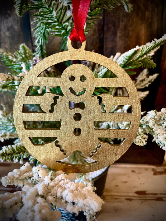 Symbols of Christmas Art Deco Gingerbread Wood Ornament | Gold & 14 Other Finishes | Holiday Gift