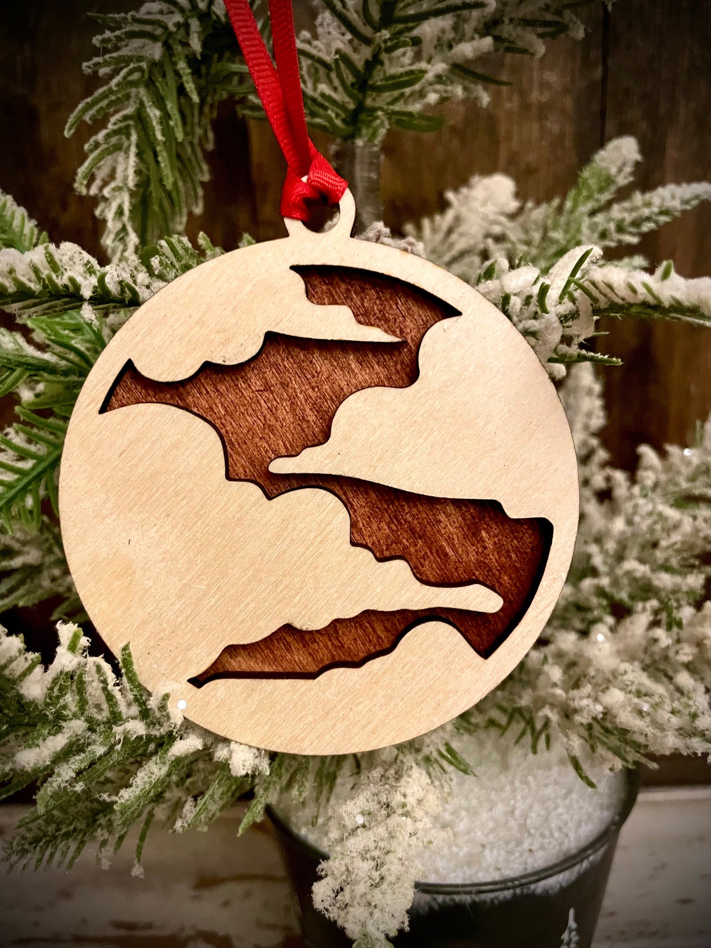 4 Elements Earth Wind Fire Water 2-Layer Wood Christmas Ornament & Gift Tag | Multiple Finishes | Elemental Gift