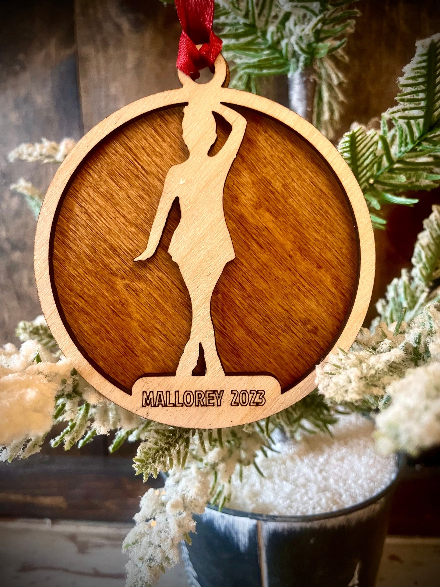 Figure Skater Personalized 2-Layer Wood Christmas Ornament & Gift Tag | Multiple Finishes | Figure Skating Gift (#8)