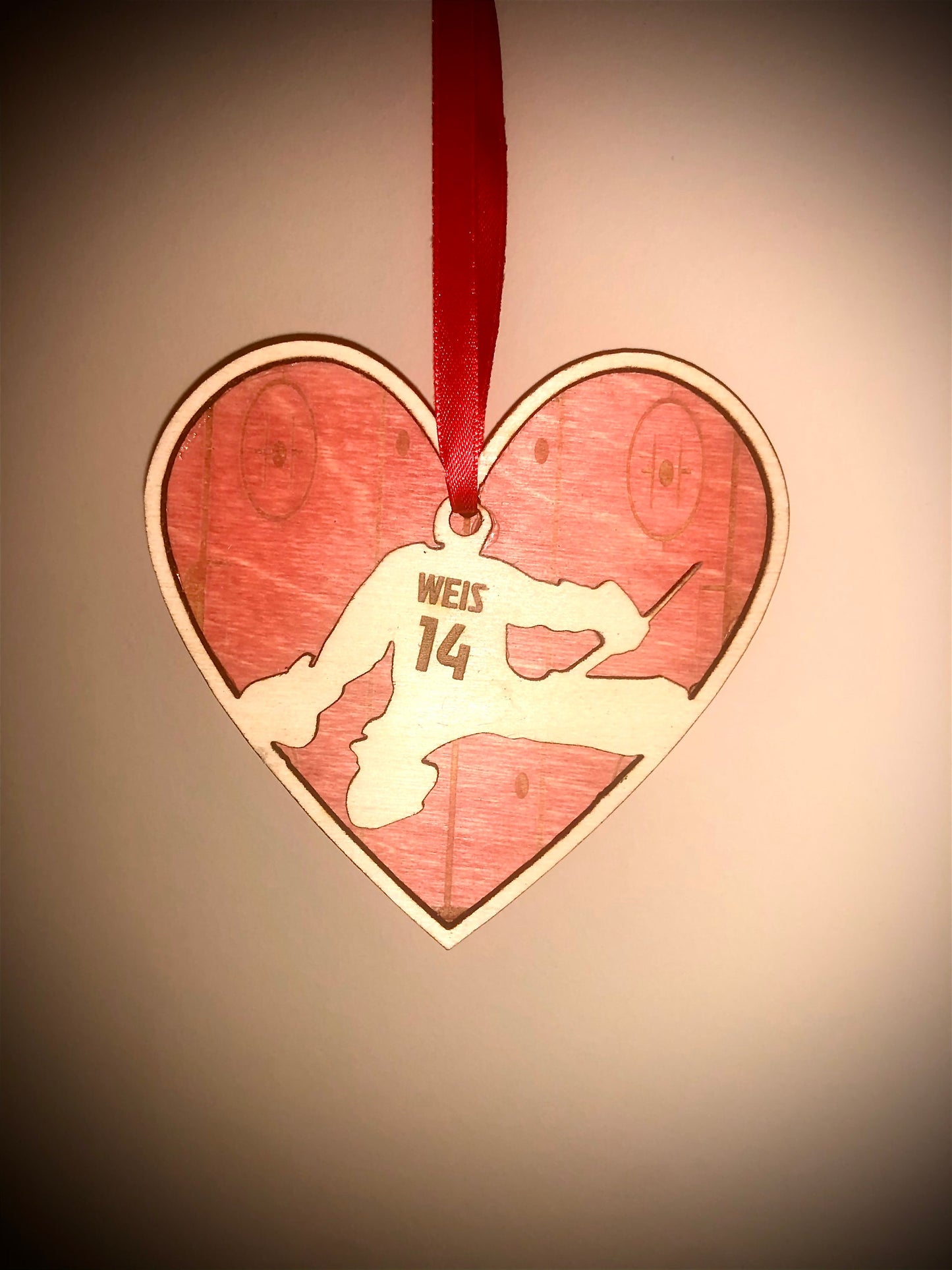 Personalized Hockey Goalie Valentine Heart Ornament | Engraved Rink, Name & Number