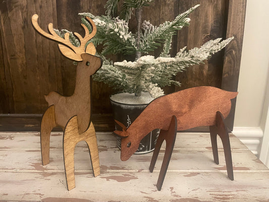 3D Reindeer Christmas Wood Tabletop Decor | 4 Styles, 12 Finishes
