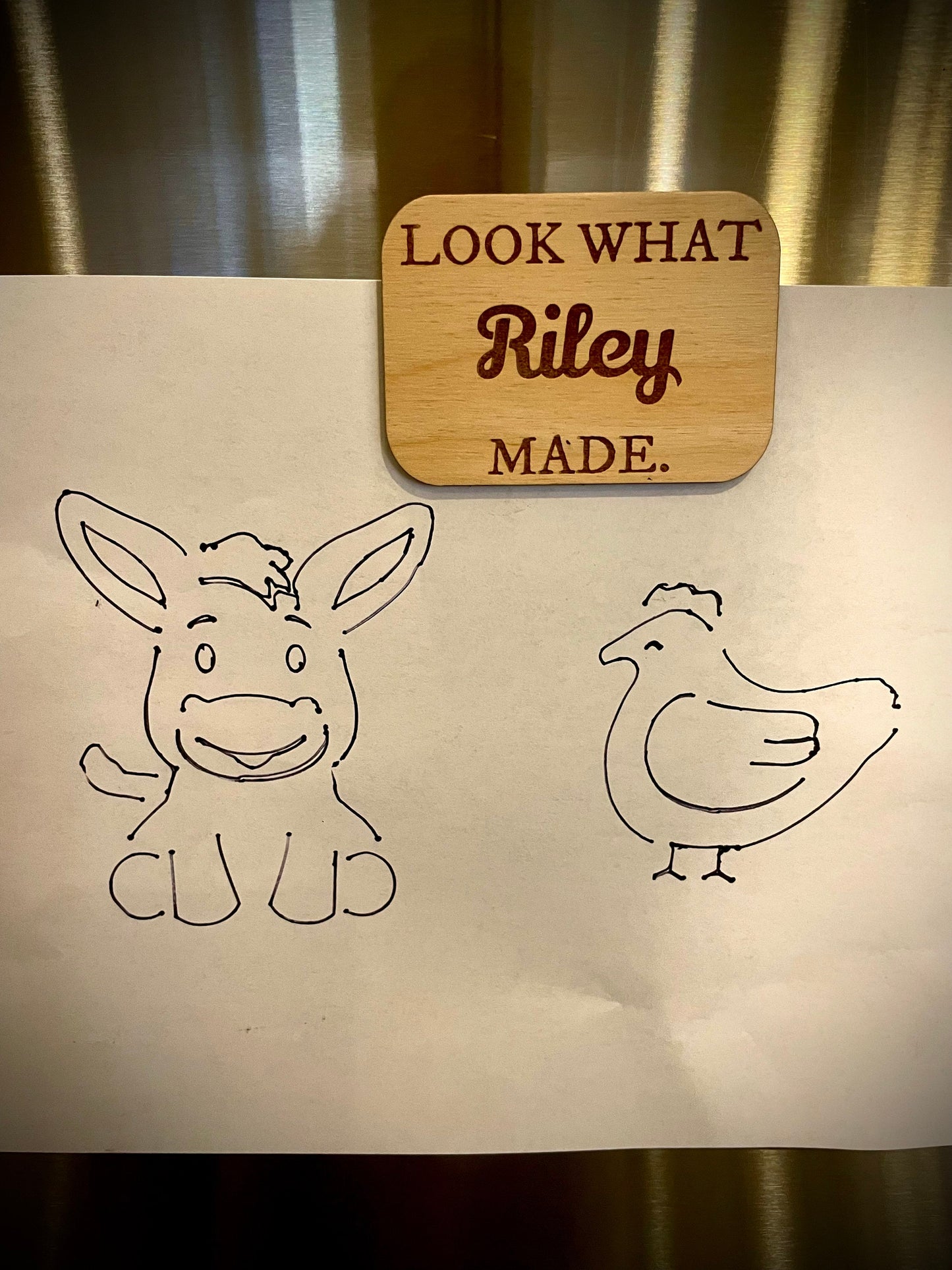 Custom Child's Artwork Display Wood Refrigerator Magnet | Personalized Name | Kids Gift
