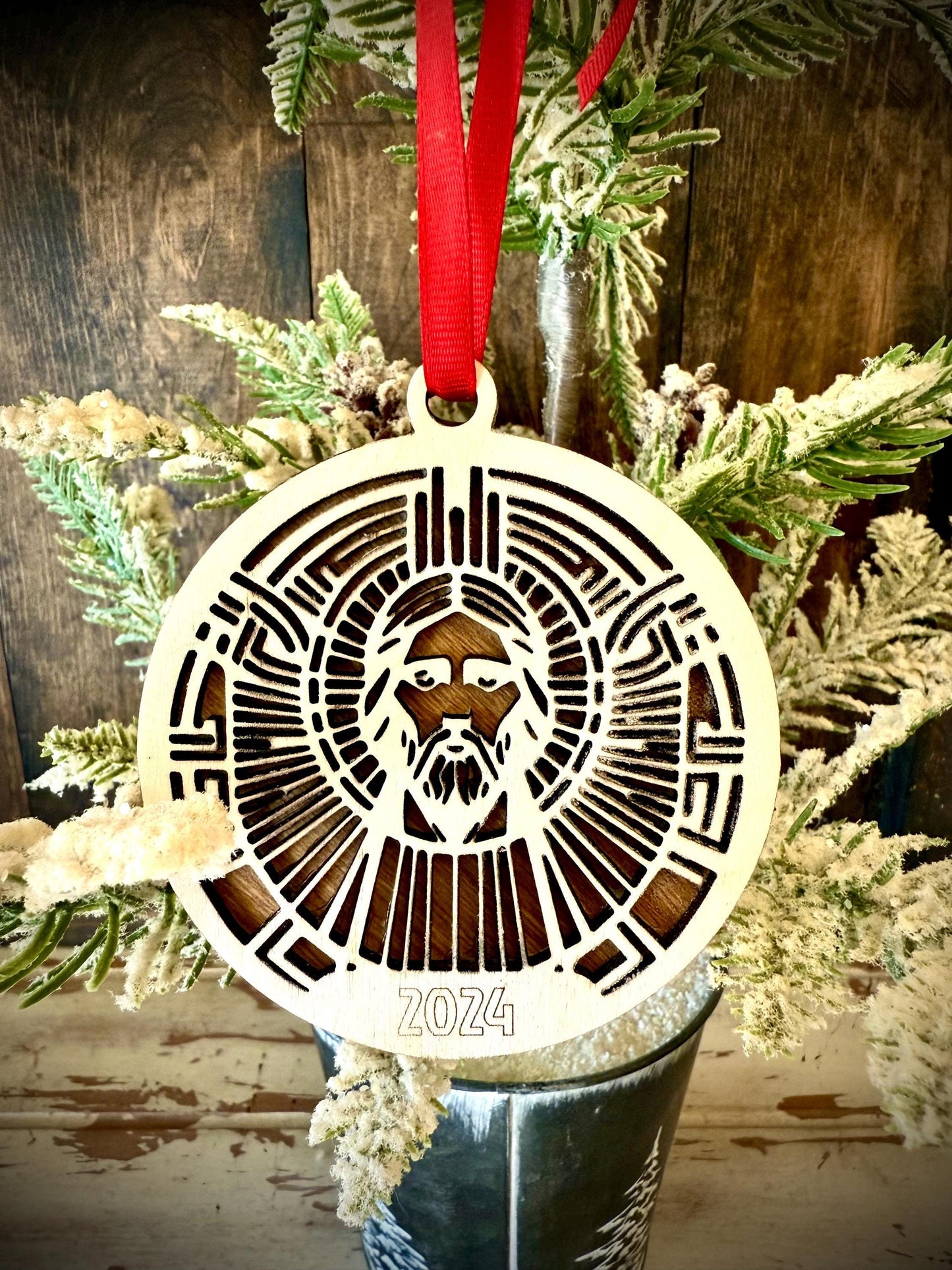 Jesus Personalized 2-Layer Wood Christmas Ornament & Gift Tag | Multiple Finishes | Religious Gift (#2)