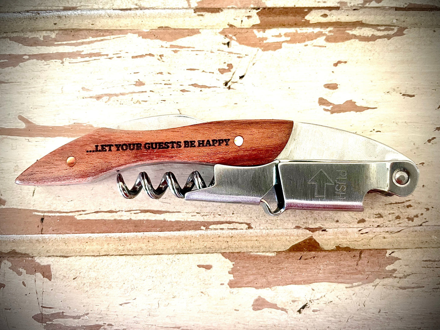 Custom Engraved Wood Wine Key & Corkscrew | Personalized Wine Opener Gift