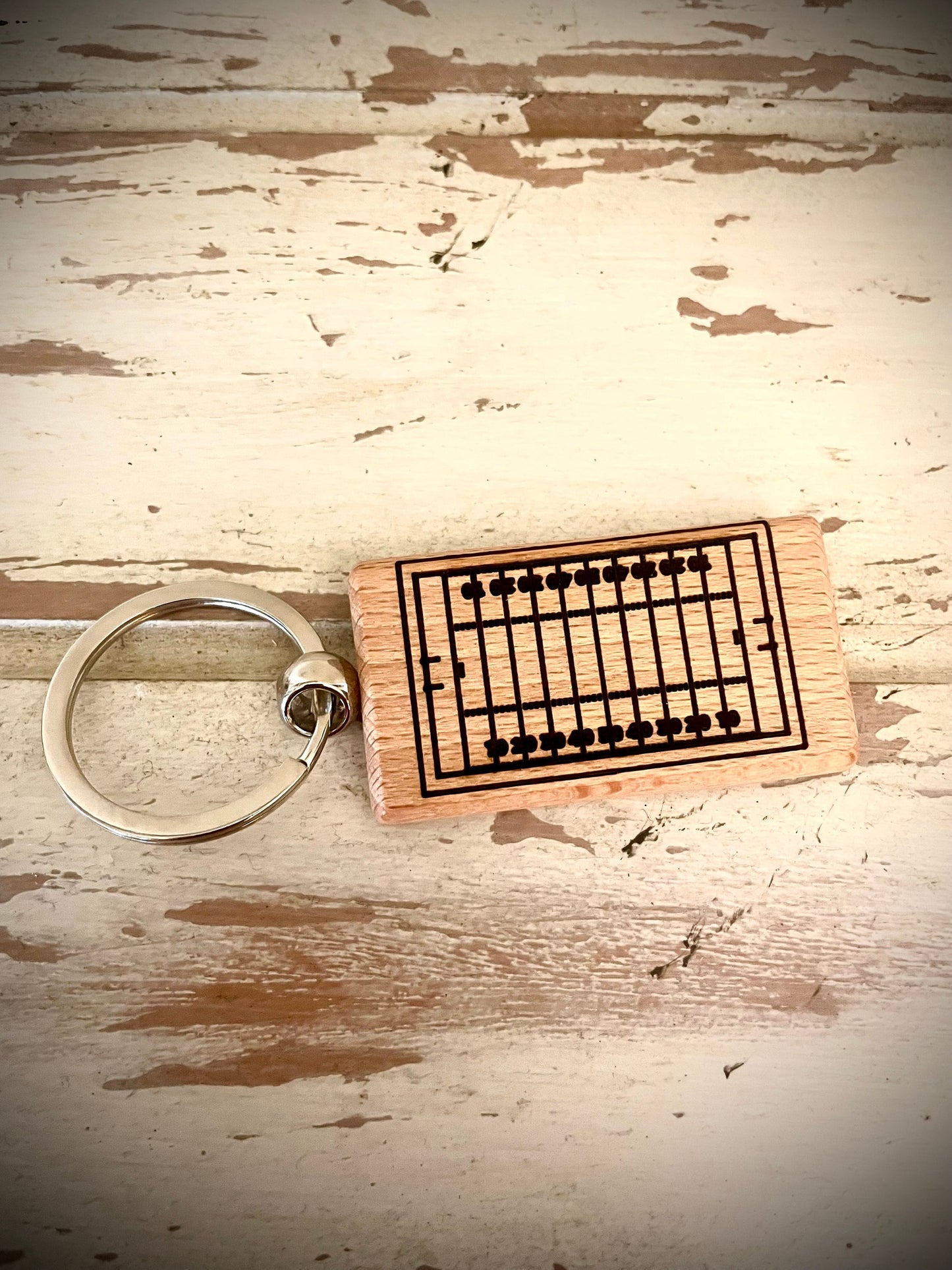 Football Field Wood Keychain | Senior Night, Team & Coach Gift | Laser Engraved