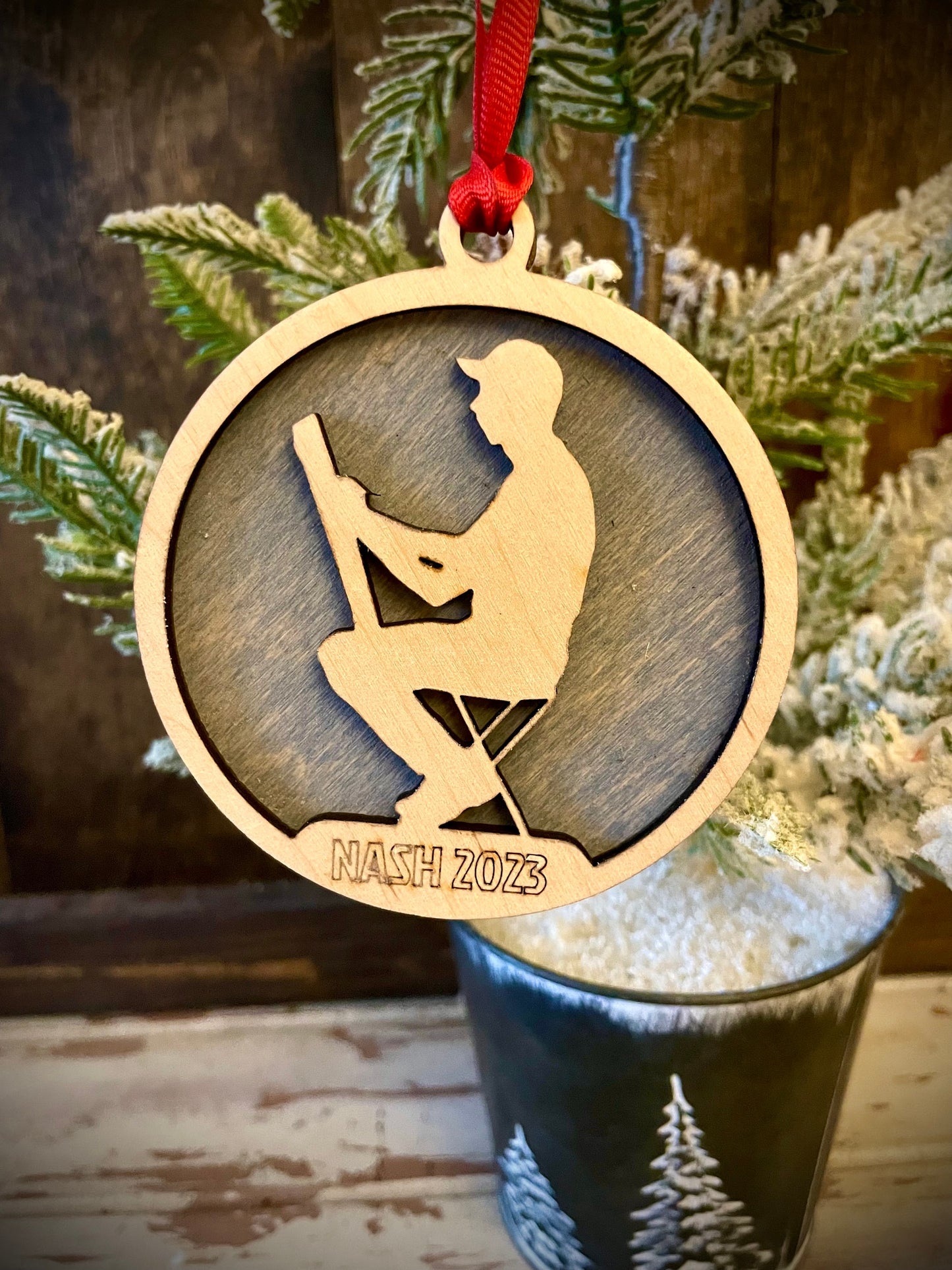 Artist Painting Canvas Personalized 2-Layer Wood Christmas Ornament & Gift Tag | Multiple Finishes | Art Lover Gift